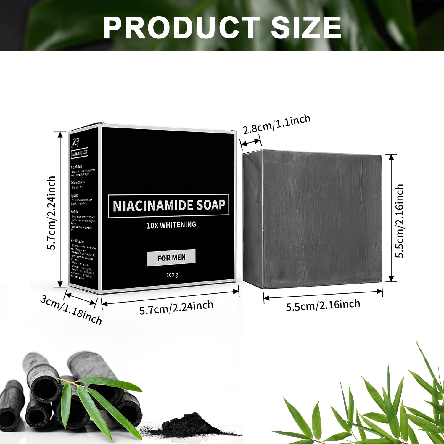 2024 New Face Soap, 2PCS Activated Charcoal Soap Bar Black Soap (2 * 100g)
