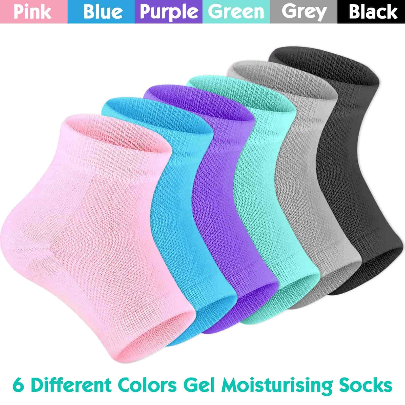 Selizo 6 Pairs Heel Moisturizing Socks Open Toe Socks Cracked Gel Heel Socks Foot Toeless Heel Repair Socks For Women Dry Hard C