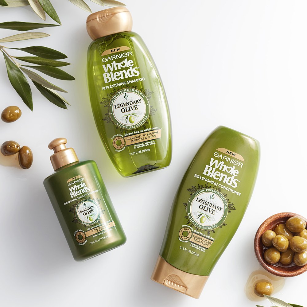 Garnier Whole Blends Replenishing Conditioner Legendary Olive, Dry Hair, 12.5 fl. oz.