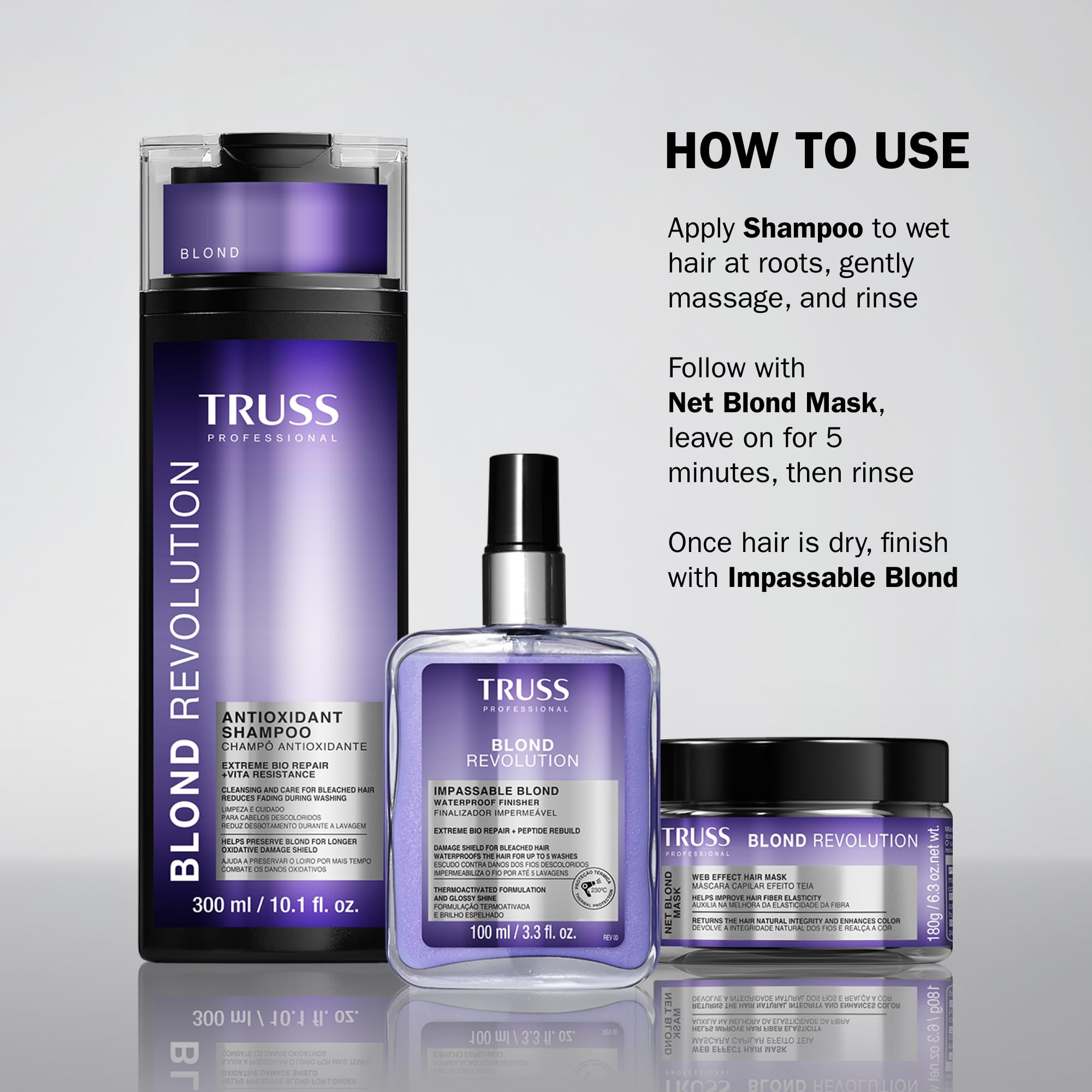 TRUSS Blond Revolution Impassable Heat Protectant Spray - Frizz Control Waterproof Spray Designed to Shield Hair, Combat Frizz &
