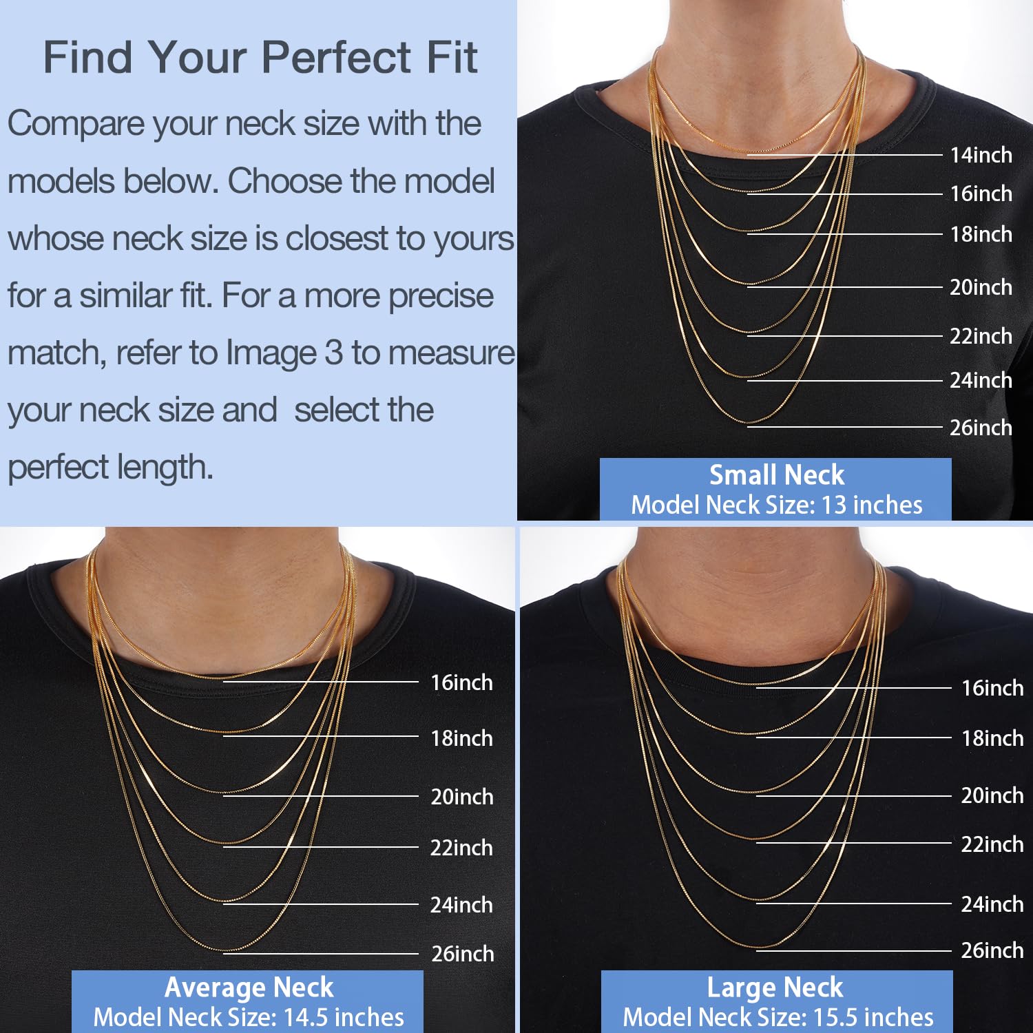 Jewlpire 18K Over Gold Chain Necklace for Women Girls- 0.8mm Box Chain 925 Sterling Silver Chain Super Thin & Sturdy Women's Cha