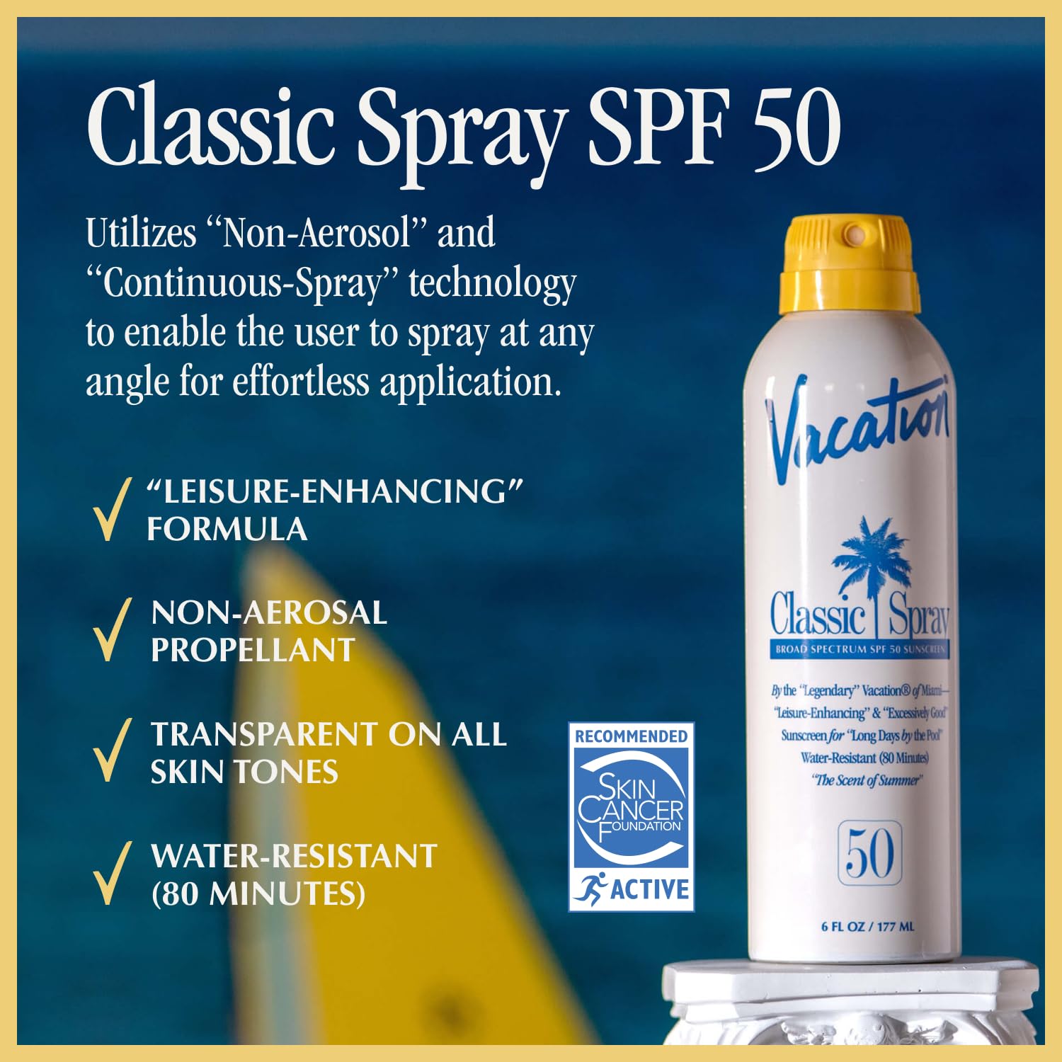 Vacation Classic Spray Sunscreen Spf 50 3-Pack, Broad Spectrum Sunscreen Spray, Vegan Sunblock Spray, Body Lotion With Spf, Spra