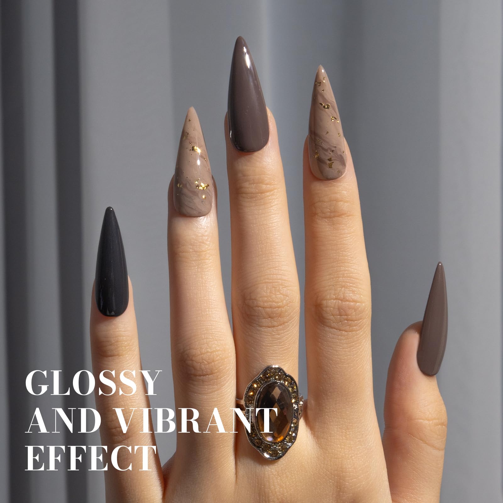 Melodysusie Brown Gel Nail Polish, 0.5 Fl Oz Soak Off Uv Led Gray Brown Gel Polish Gift For Women Nail Art Manicure Salon Diy Na