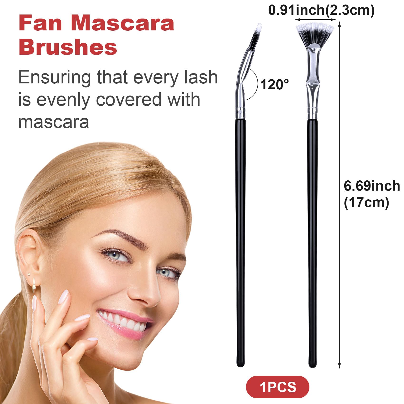 Pagow Folding Angle Scalloped Lash Brush, 2024 New Mascara Fan Brush For Lashes, Multifunctional Mascara Brush Eyelash Comb Sepa