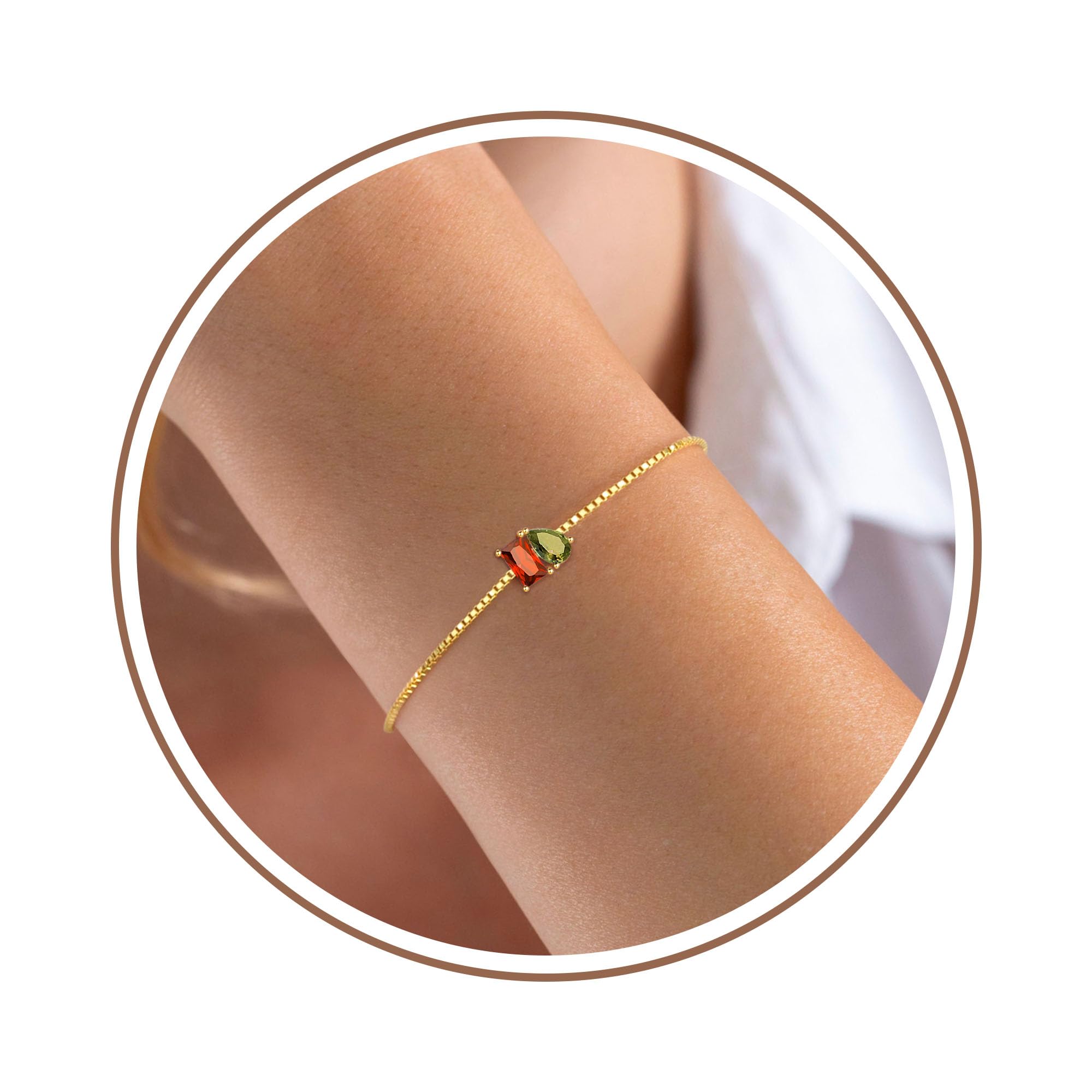 August Birthday Gifts for Women Dainty Gold Bracelet with 2 Birthstone Adjustable Sister Birthday Gifts Sapphire Birthstone Brac