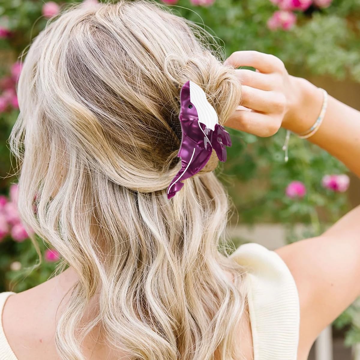 2 Pcs Purple Whale Claw Clips Purple Whale Hair Clips Animal Acetate Cute Claw Clips Cute Ocean Sea Animal Hair Claw Clip Strong