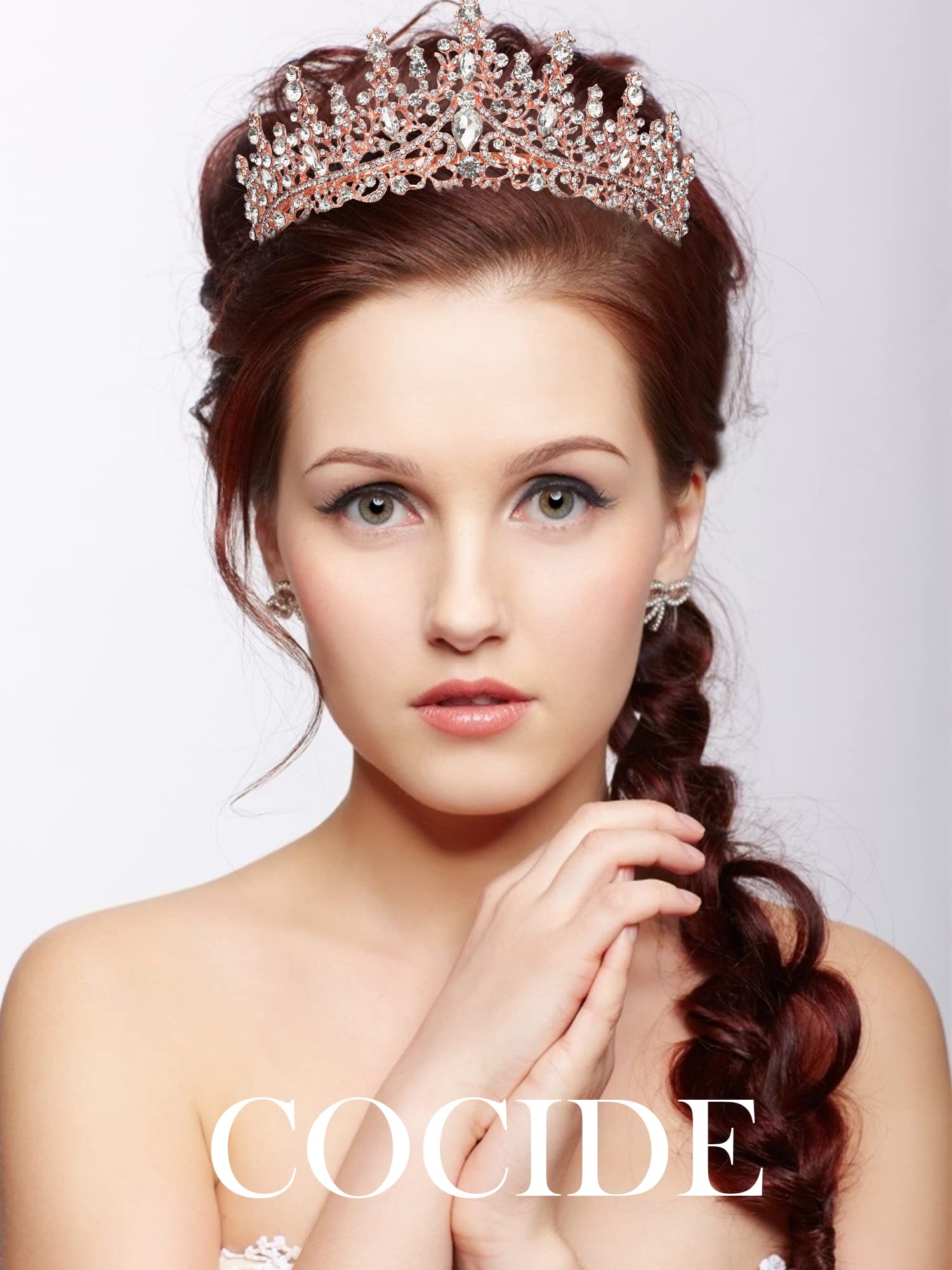 COCIDE Tiara and Crown for Women Crystal Queen Crown Rhinestone Tiara for Girl Bride Wedding Hair Accessories for Bridal Birthda