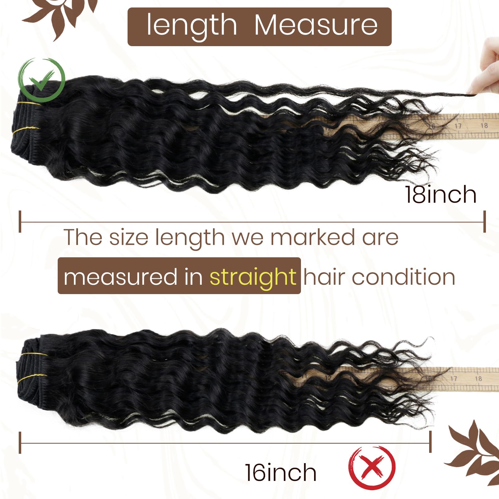 Hetto Black Curly Hair Extensions Clip In Human Hair #1 Jet Balck Clip In Hair Extensions Water Wavy Hair 7Pcs 105G +20G Double