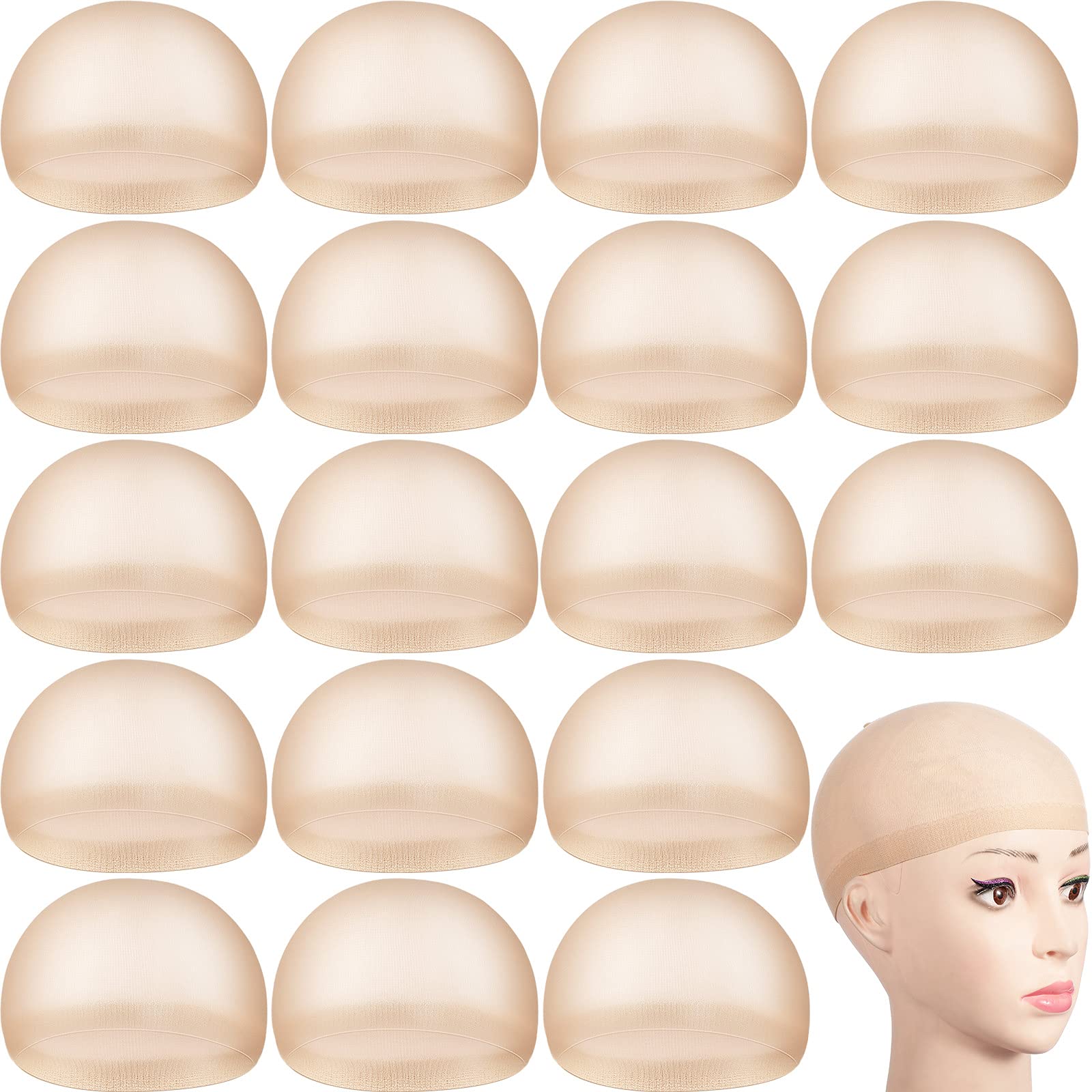 Waydress 100 Pieces Wig Cap Elastic Medium Nylon Stocking Caps Stretchy Stocking Wig Caps Secure Your Hair, Lightweight, Breatha