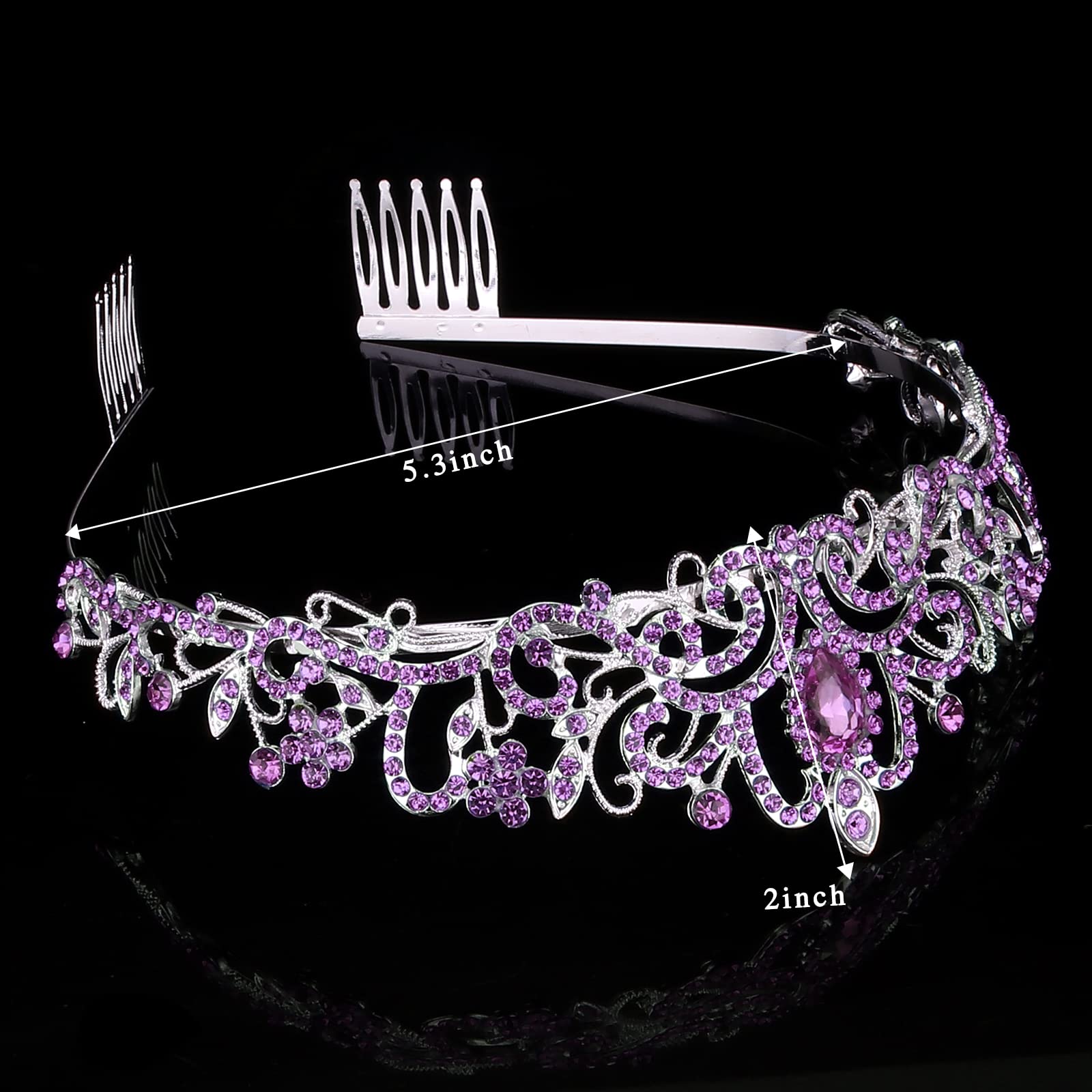 Cocide Tiara Crowns Crystal Headband Princess Rhinestone Crown With Combs Bride Headbands Bridal Wedding Prom Birthday Party Hai