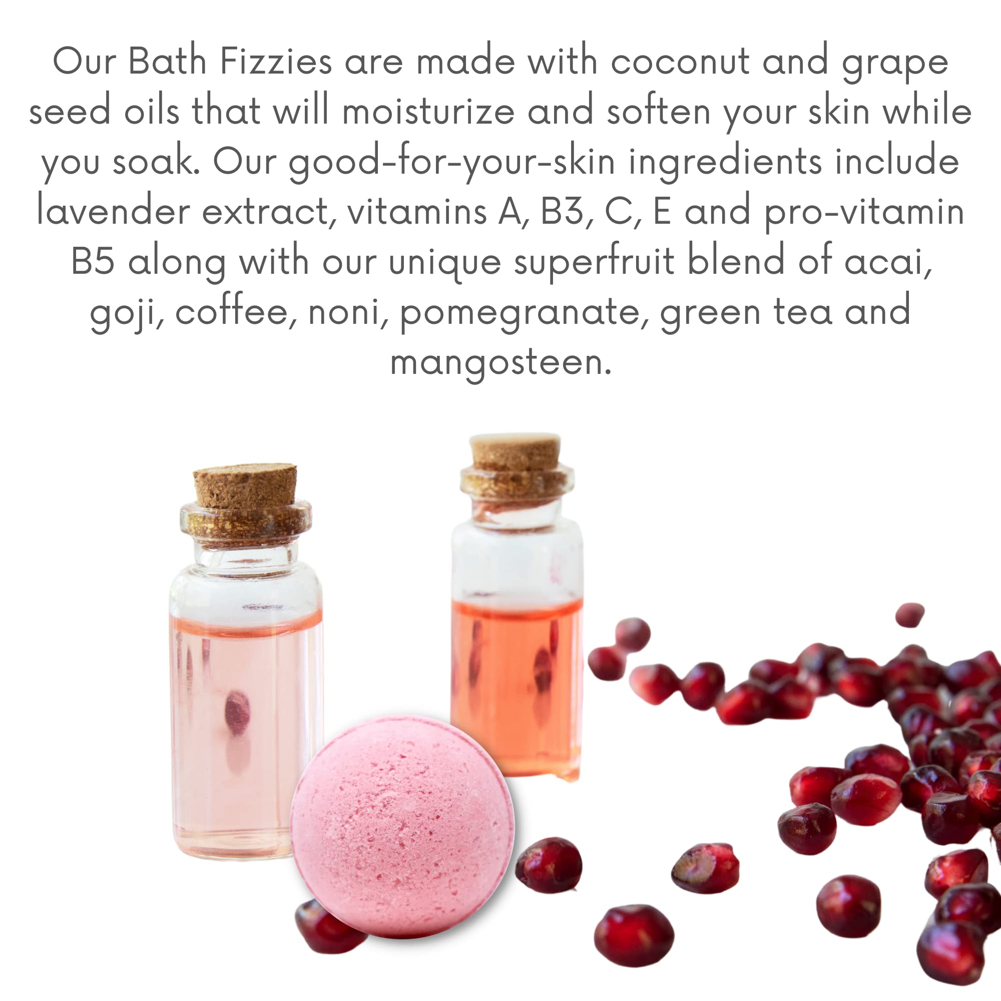 Vitabath Pomegranate Bellini Blush Bath Fizzies With Epsom Salt Relax Nourish Unwind Body & Mind Calming Aromatherapy For Muscle