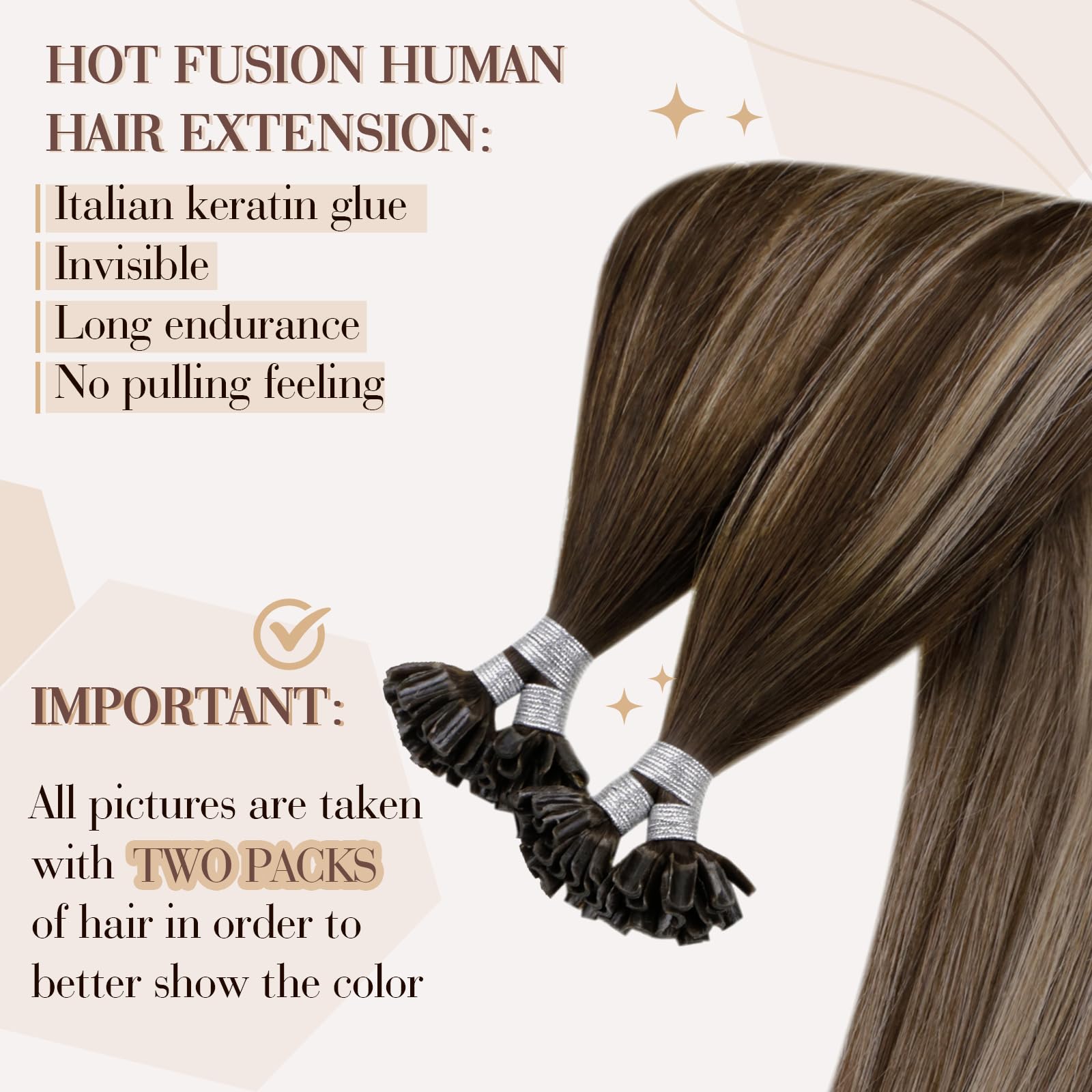 Hetto U Tip Hair Extensions Human Hair Blonde K Tip Hair Extensions Real Human Hair Balayage Dark Brown To Ash Blonde Utip Hair