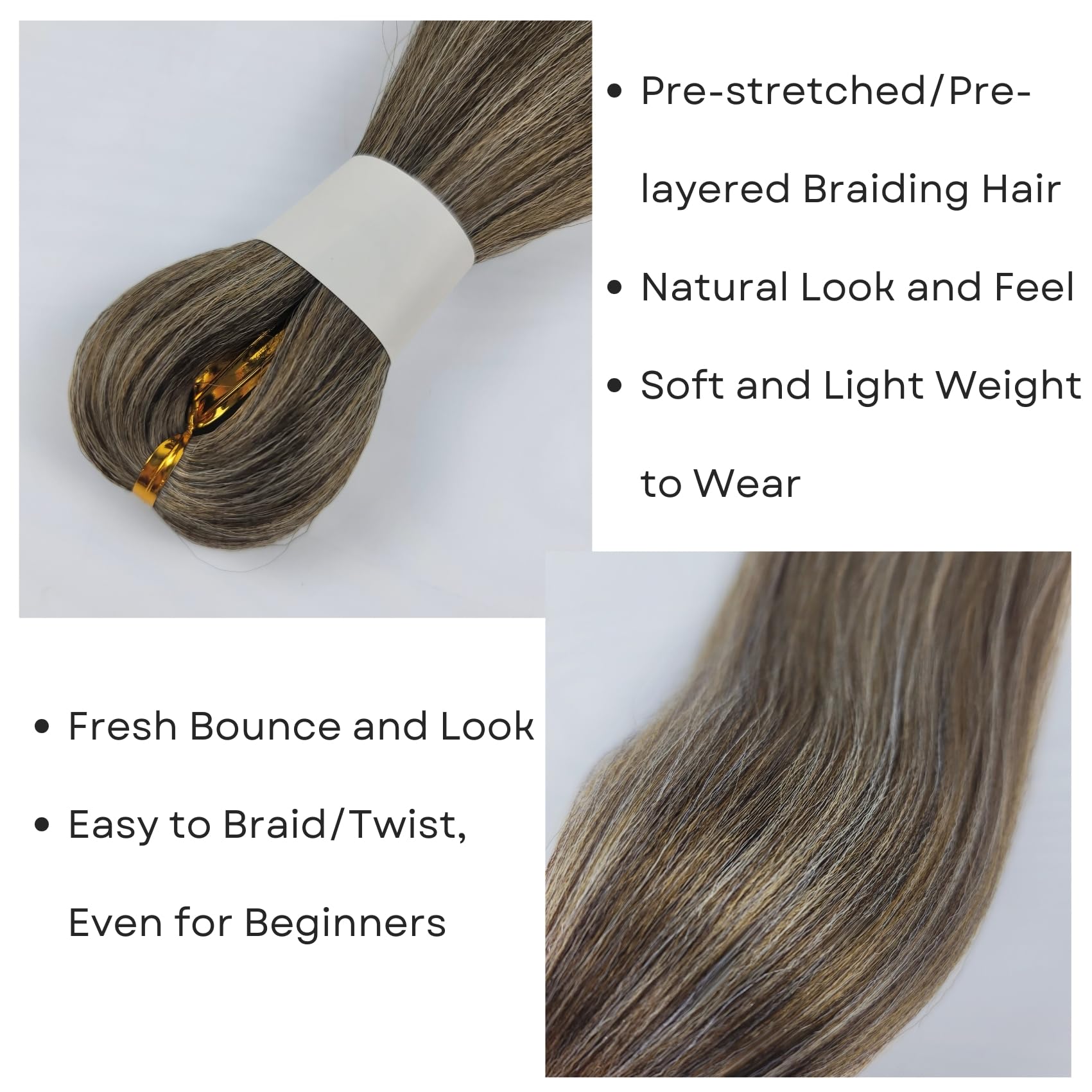 Ash Brown Boho Braiding Hair Synthetic 4/27/613 Mixed Deep Wave Boho Braids Hair for Braiding