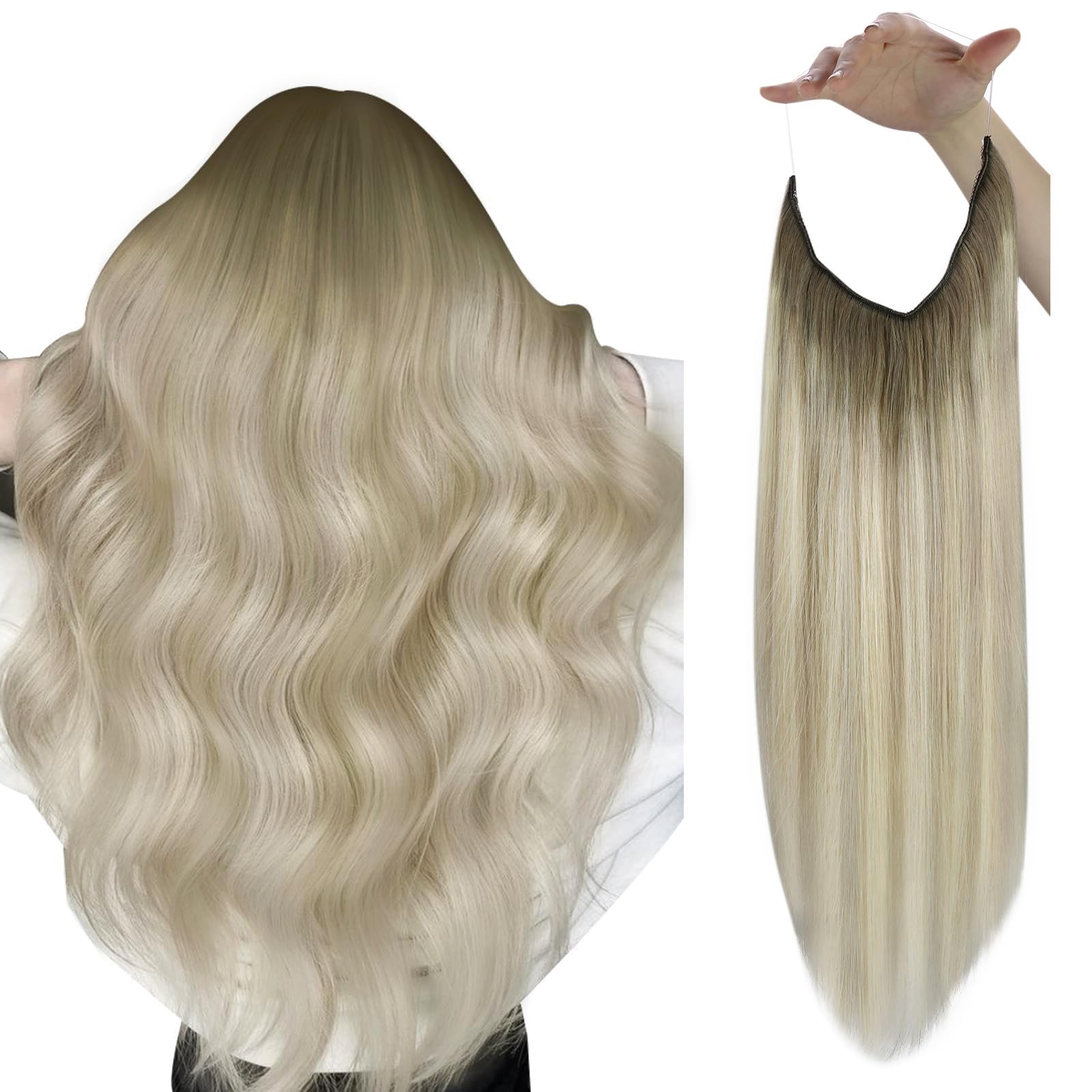 Sunny Wire Hair Extensions Real Human Hair Ombre Blonde Hair Extensions Wire Light Ash Blonde Ombre Blonde Highlights Platinum B
