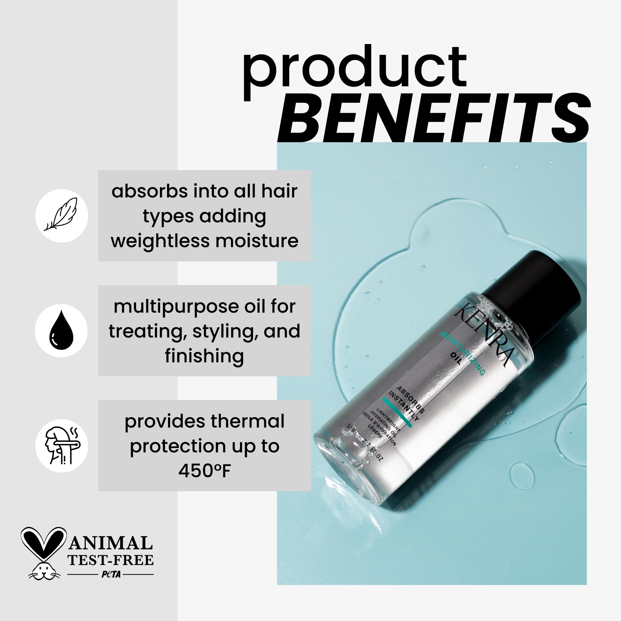 Kenra Moisturizing Oil | Lightweight Hydrating Oil | Absorbs Instantly | Multipurpose Oil For Treating, Styling, & Finishing | P
