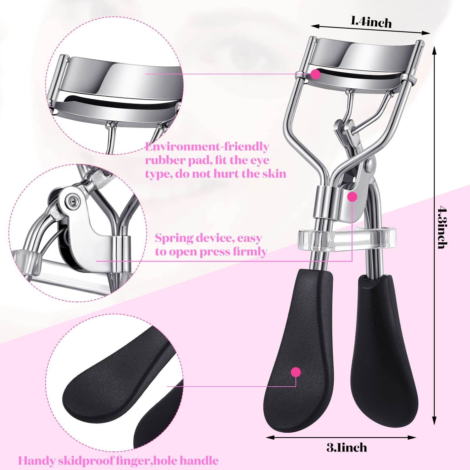 5 Pieces Eyelash Curler Set Include Eyelash Curlers with 10 Pieces Eyelash Curler Refill Pads Eyelash Comb Eyebrow Brush Eyelash