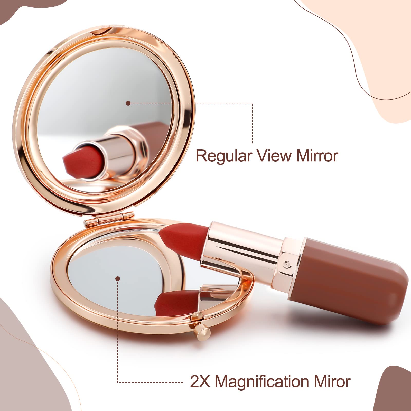 16 Pieces Pocket Mirror Inspirational Cosmetic Mirror Christmas Purses Compact Mirror Travel Magnifying Rhinestone Bridesmaid Mi