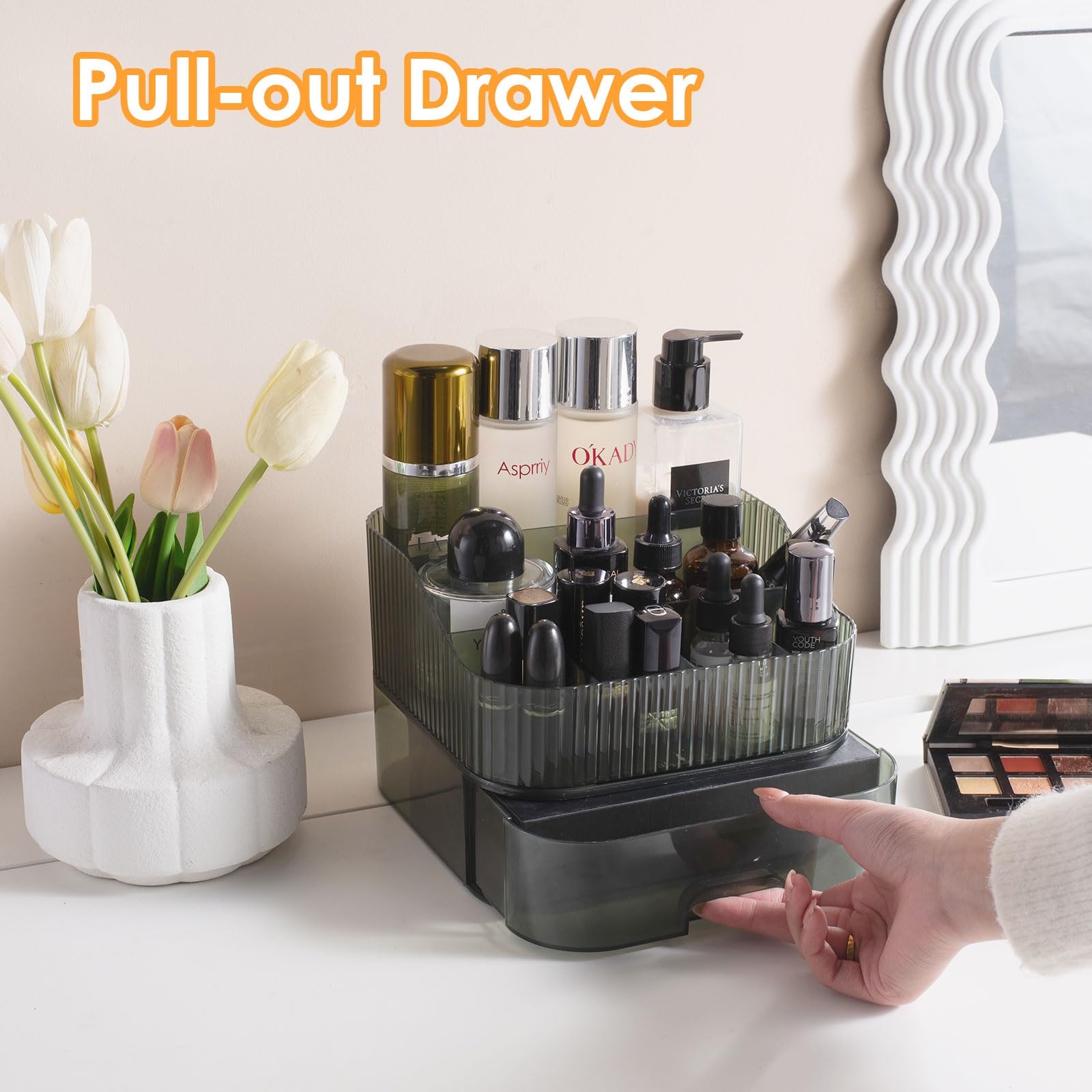 Yoolens Makeup Organizer With Stackable Drawer Countertop Vanity Cosmetics Organizers For Skincare Perfumes Lotions Lipsticks, G