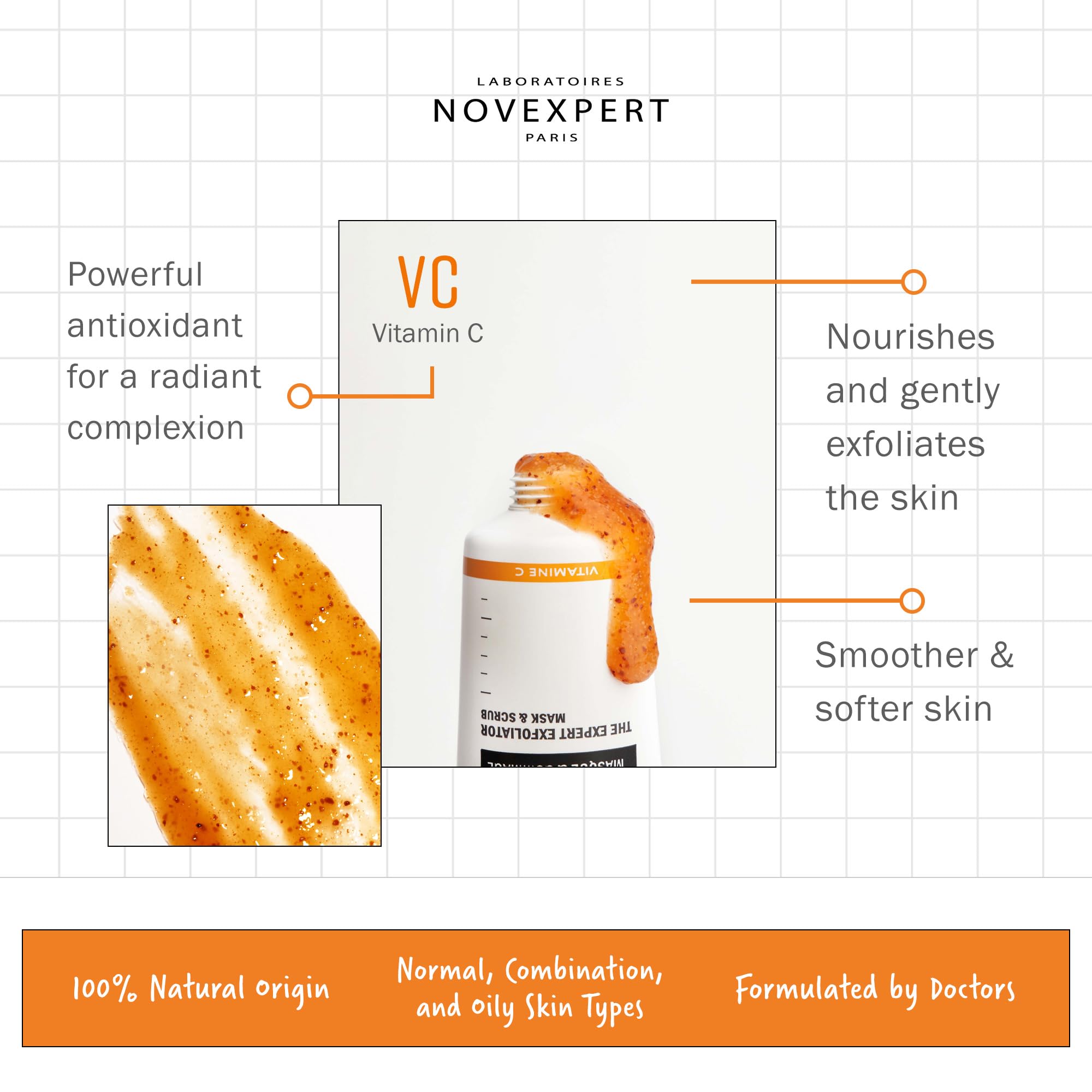 Novexpert The Expert Exfoliator - 2 In 1 Mask And Scrub - Smooth And Radiant Complexion - Exfoliates And Nourishes Skin - Hypoal