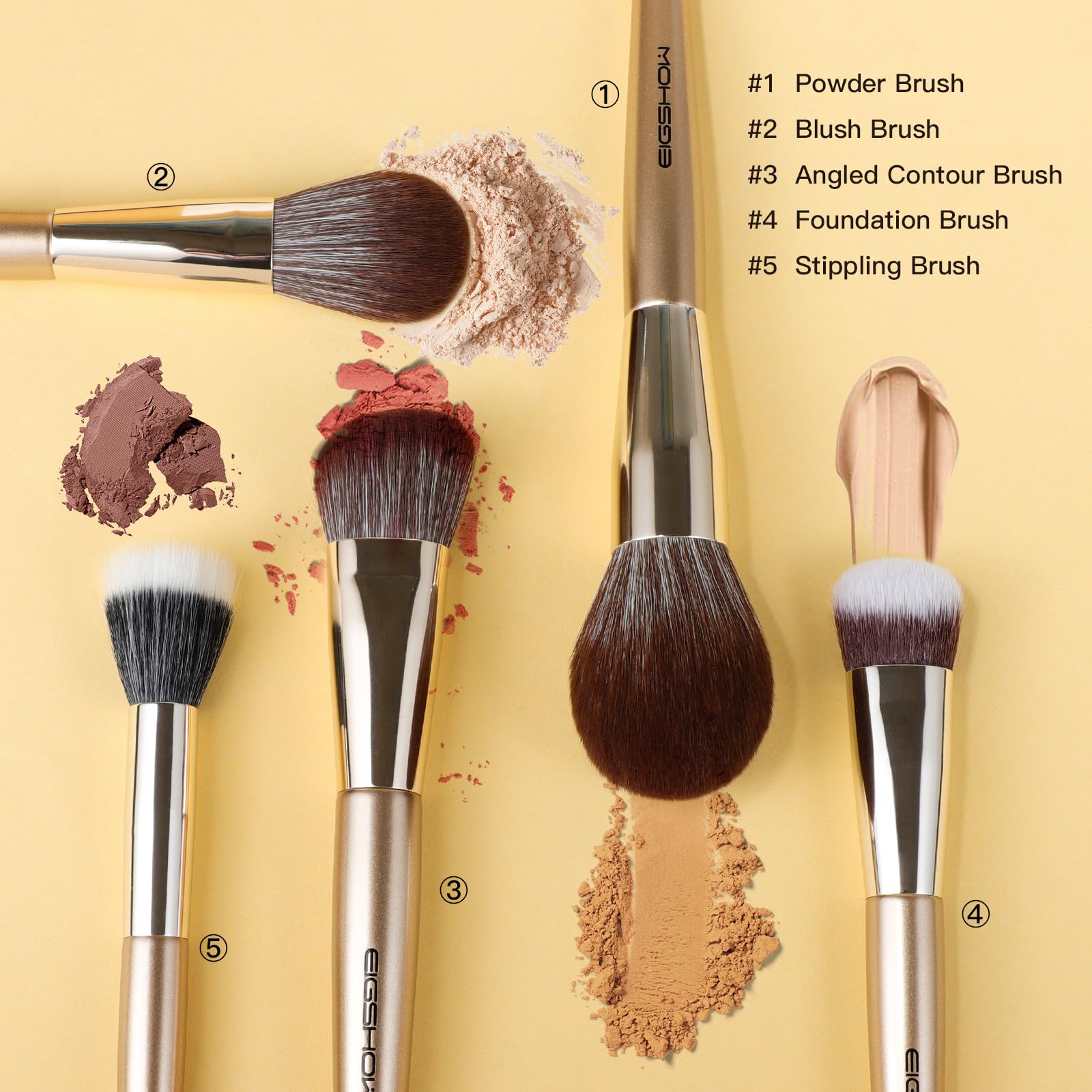 Eigshow Professional Makeup Brush Set, 16Pcs With A Mascara Brush Premium Bristles &Case/Bag Eyeliner Concealer Eyeshadow Founda