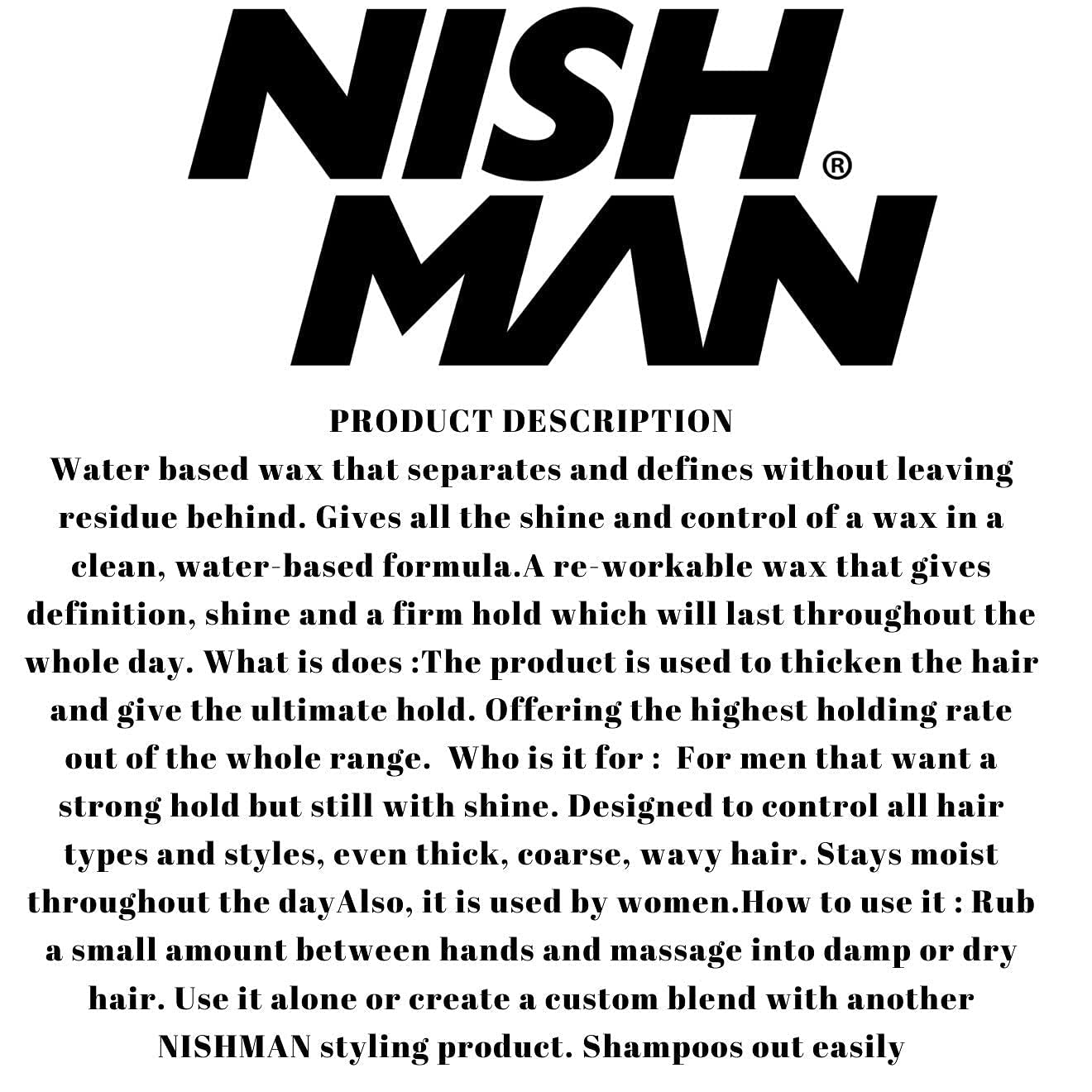 Nishman Hair Styling Series (02 Sport Aqua Wax, 150Ml)