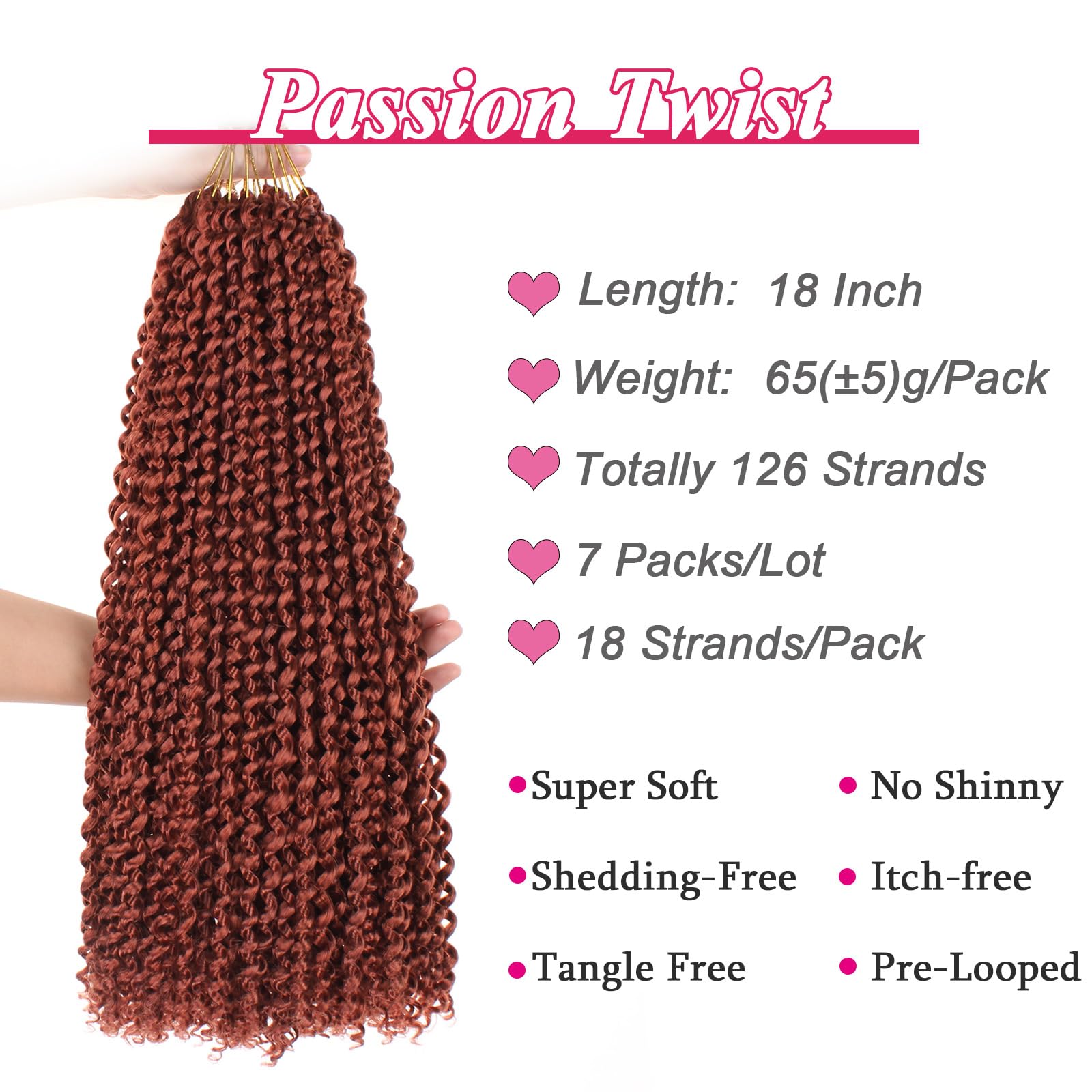 Leeven 18 Inch Water Wave Passion Twist Crochet Braids Hair For Butterfly Locs Crochet Hair Hot Water Setting Copper Red Passion