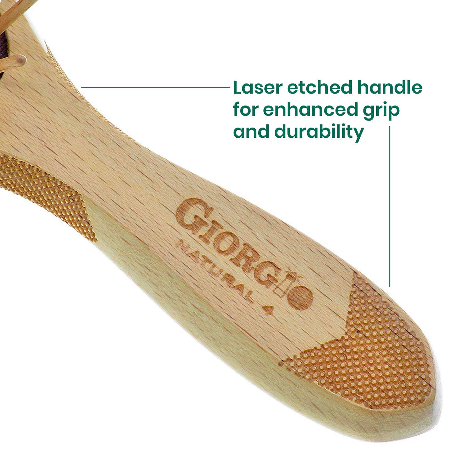 Giorgio Eco Friendly Wooden Bristle Hairbrush - Small Detangling Brush And Hair Growth Brush For Thick Or Long Hair - Oval Paddl