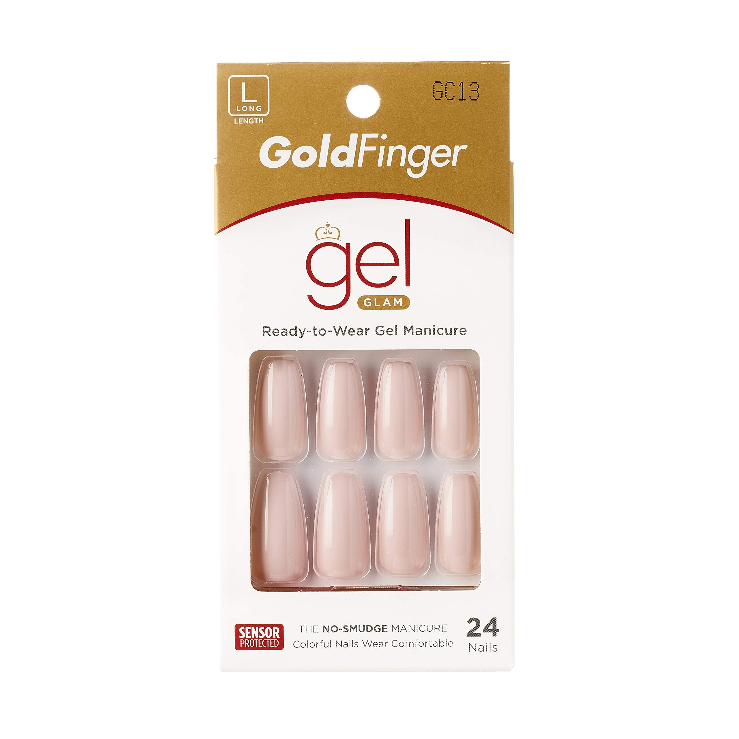 Gold Finger Full Cover Nails Press On 24 Nails Long Length