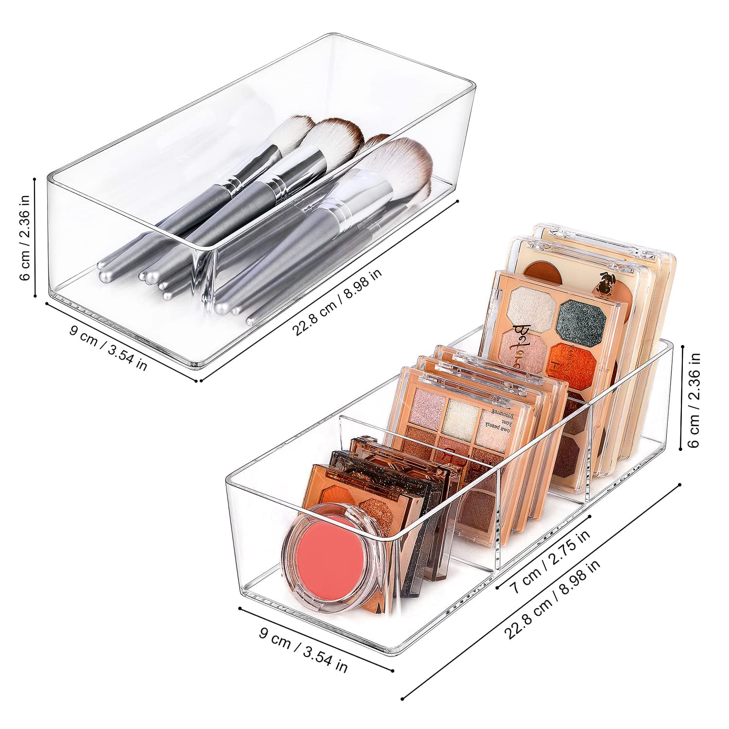 Jesslab Acrylic Organizer, 2Pk Cube Sections Makeup Organizer For Drawer, Makeup Organizer For Vanity, Countertop, Bathroom, Kit