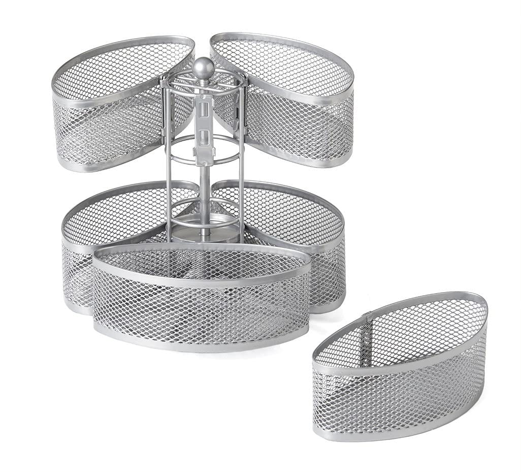 Nifty Organizing Carousel - Silver Finish, Spins 360-Degrees, Cosmetic Bathroom Or Bedroom Vanity Storage, Beauty Supplies Organ