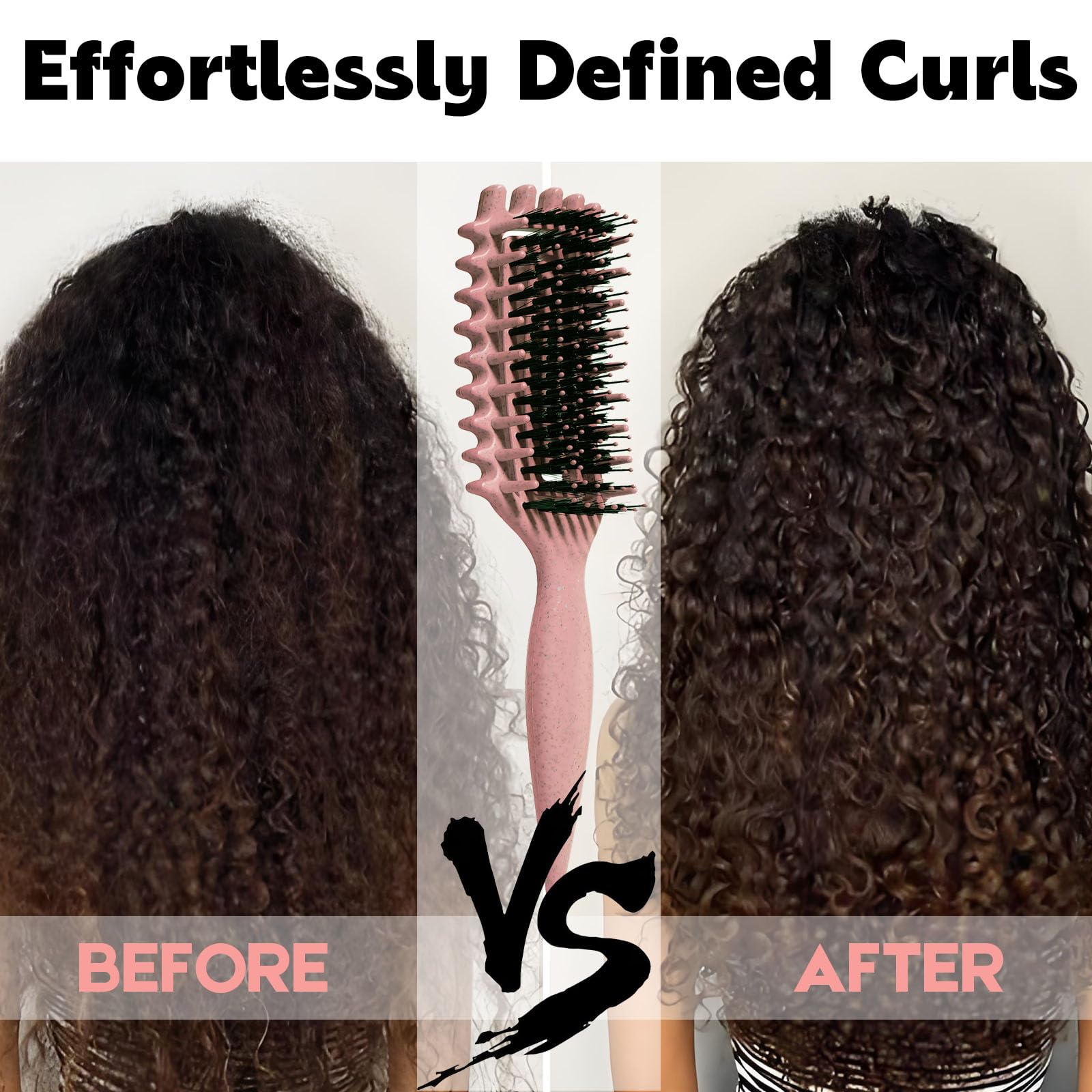 MMBVSZ Curly Hair Brush - Candybrush Curl Defining for Detangling & Shaping Curls, Matte Pink, Plastic, Suitable for Wet & Dry Hair