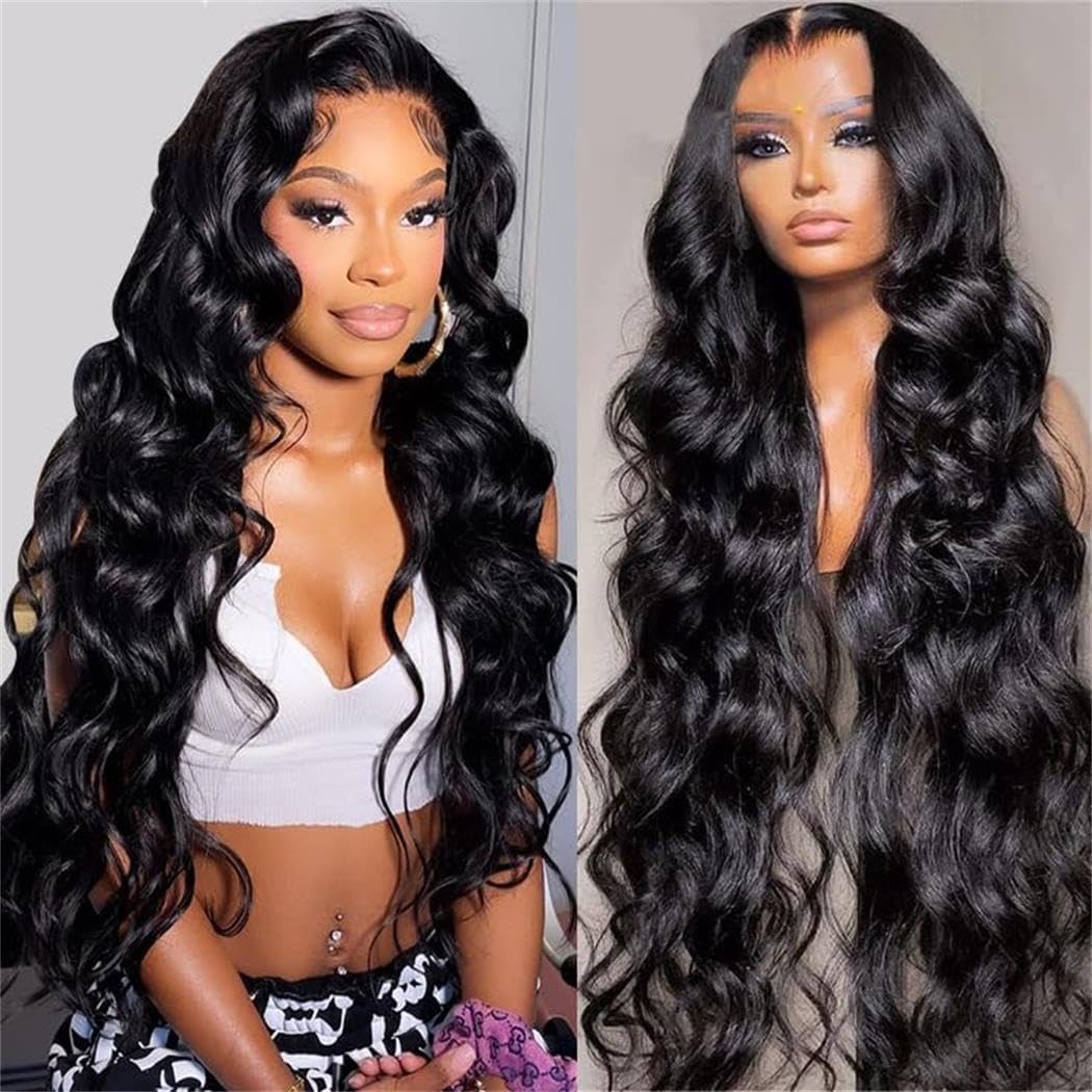 Aolvoblees 34 Inch Glueless Wigs Human Hair Pre Plukced Pre Cut 6X4 Hd Lace Closure Wigs Human Hair For Women 180% Density Ready