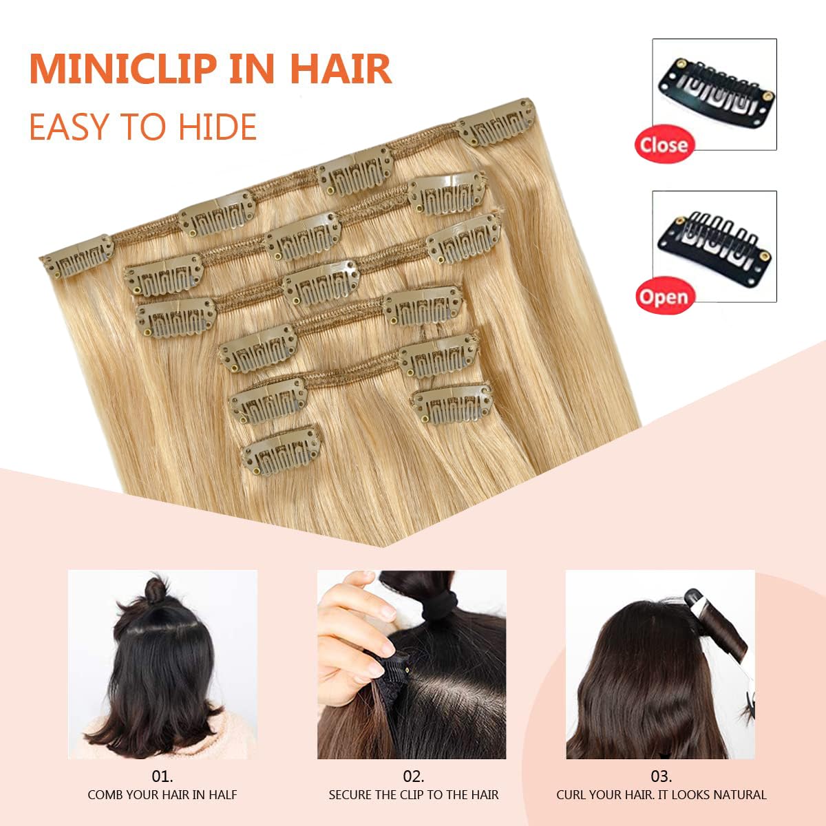 Ugotrays Light Honey Blonde Clip In Human Hair Extensions 70G 15Inch 7Pcs Straight 9A #27 Real Human Hair Clip Ins 16Clips For W