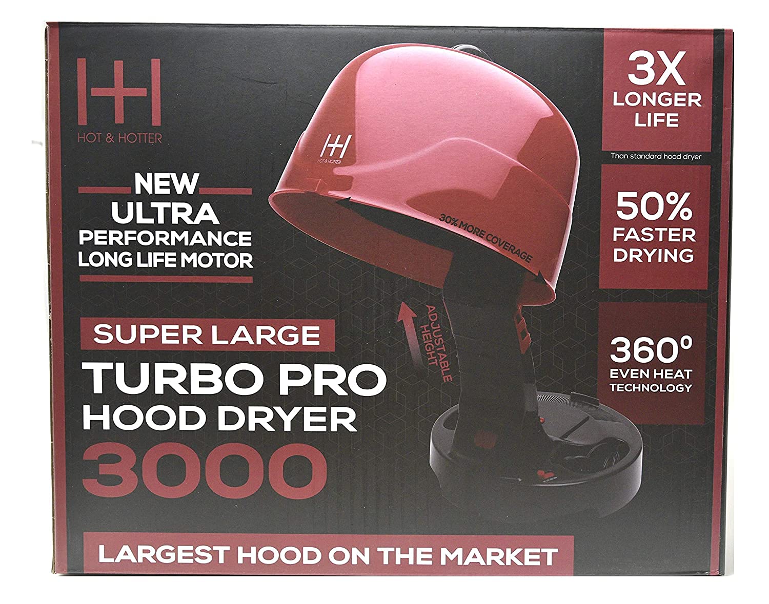Annie Hot & Hotter Super Large Turbo Pro Hood Dryer 3000 Ultra Performance Long Life Motor 3x Longer Life