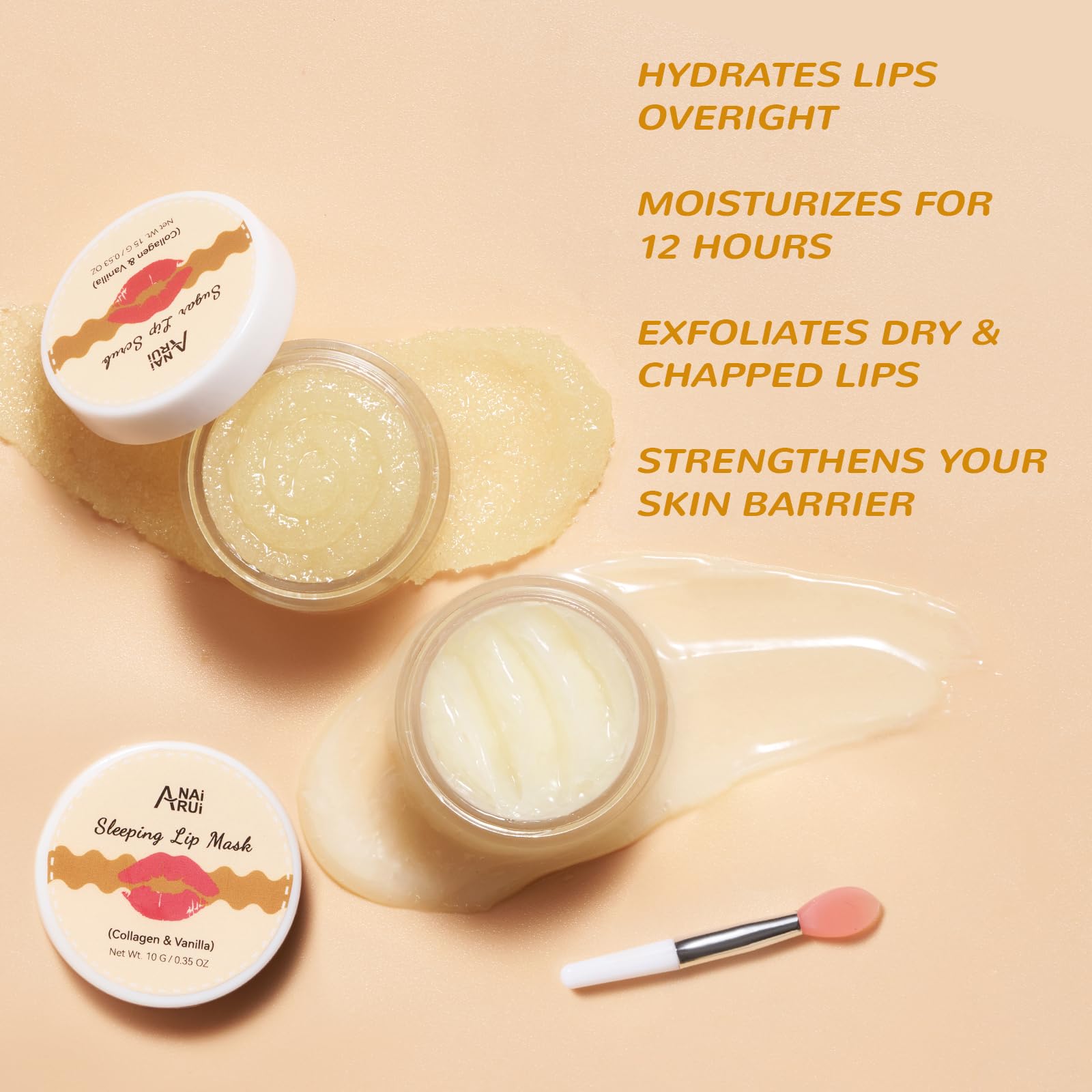 ANAI RUI Lip Mask and Scrub Set, Lip Sleeping Mask & Lip Exfoliator/Scrub for Exfoliating & Lip Overnight Treatment, Lip Care Gi