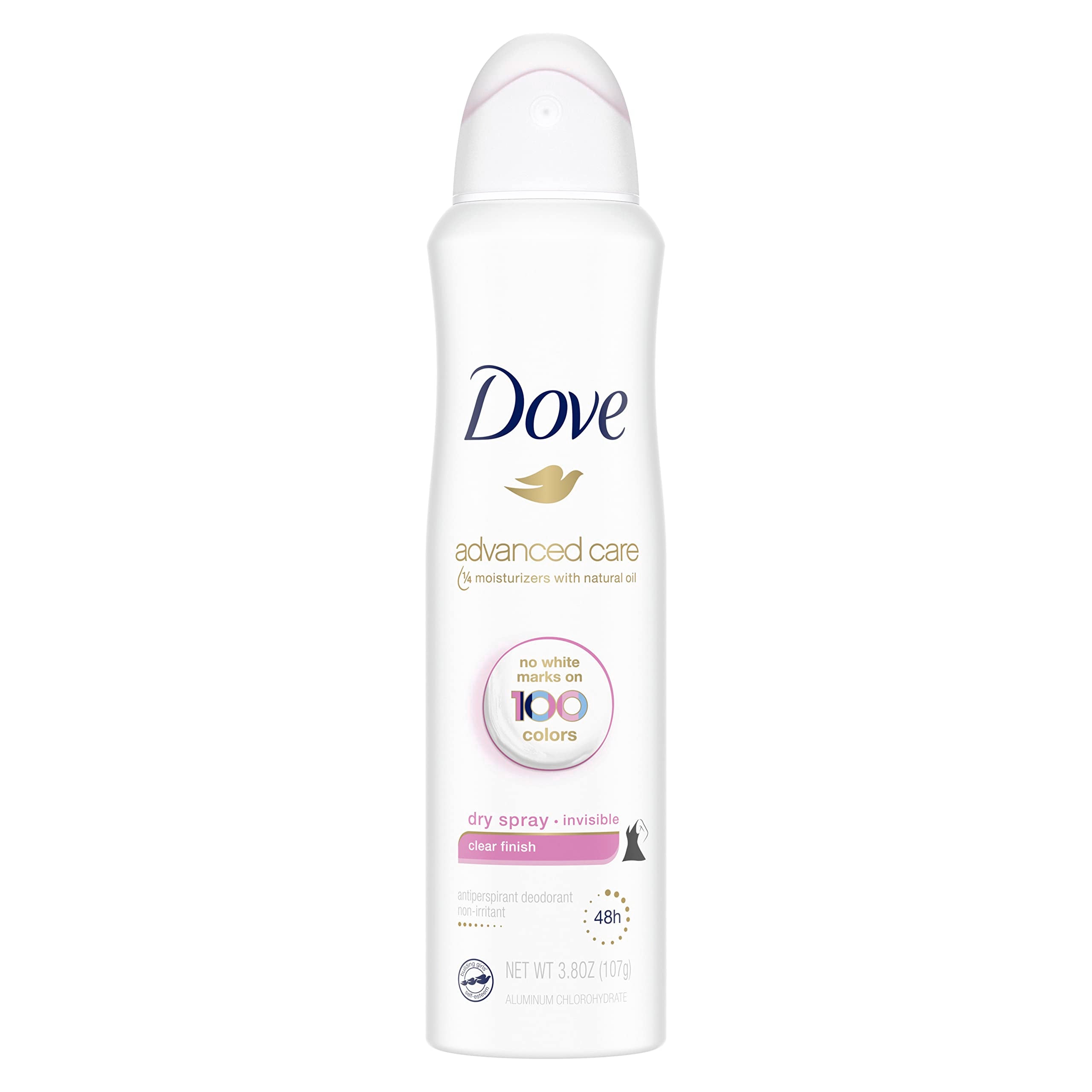 Dove Advanced Care Invisible Dry Spray Antiperspirant Deodorant No White Marks on 100 Colors Clear Finish 48-Hour Sweat and Odor
