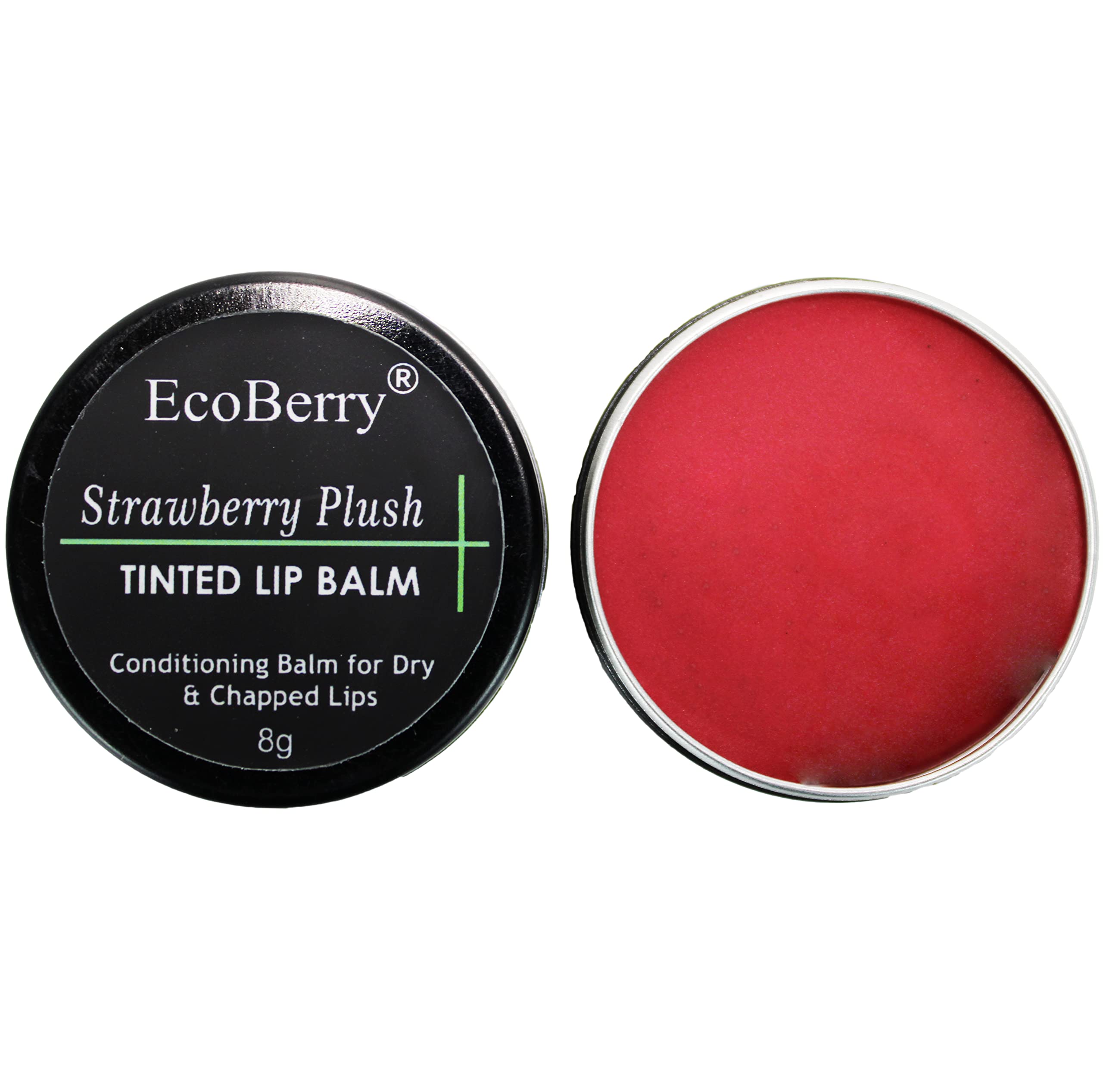 Ecoberry Strawberry Tinted Lip Balm For Natural Pink Lips (8G) | Moisturizer For Dry Chapped Lips | Shea Butter, Vitamin E & Str