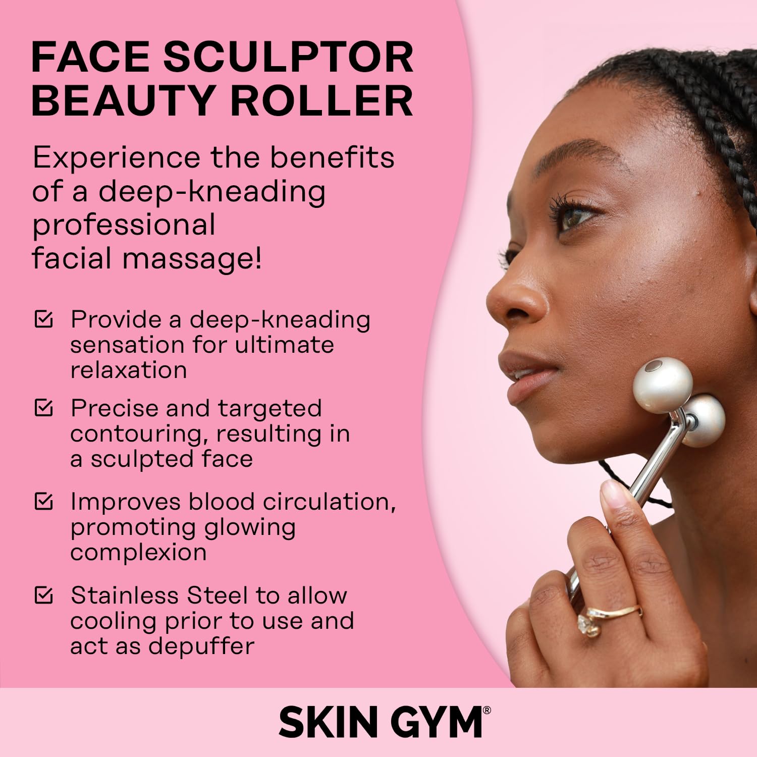 Skin Gym Face Sculptor Beauty Roller - Stainless Steel Face Roller Massager Tool For Wrinkles And Lifting, Anti Aging Facial Rol