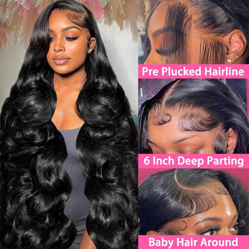 Piogh Body Wave Lace Front Wigs Human Hair 180% Density Body Wave 13X6 Hd Lace Frontal Wigs Human Hair Brazilian Virgin Human Ha