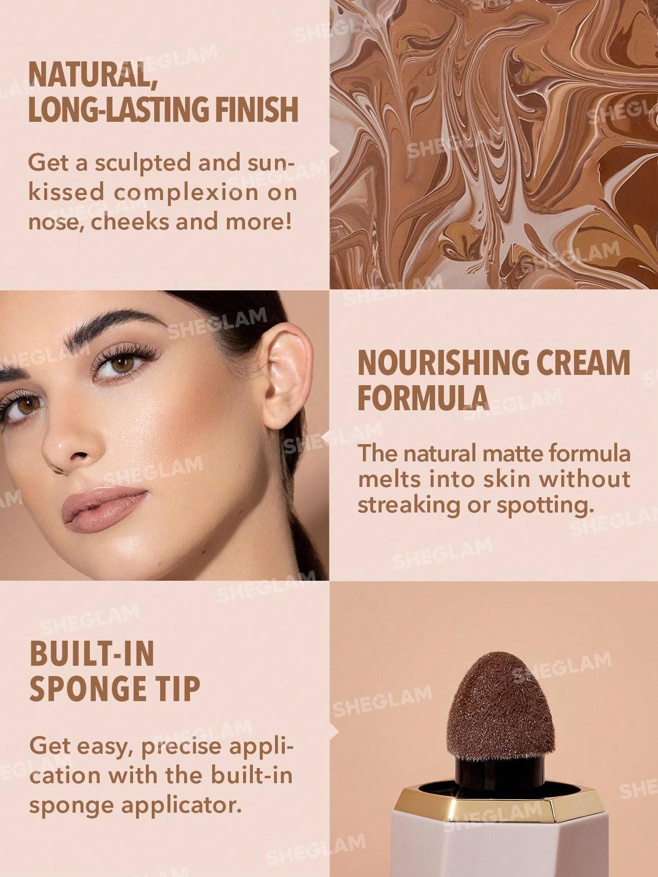 Sheglam Sun Sculpt Cool Toned Liquid Contour Stick Long Lasting Cream Bronzer Makeup - Soft Tan