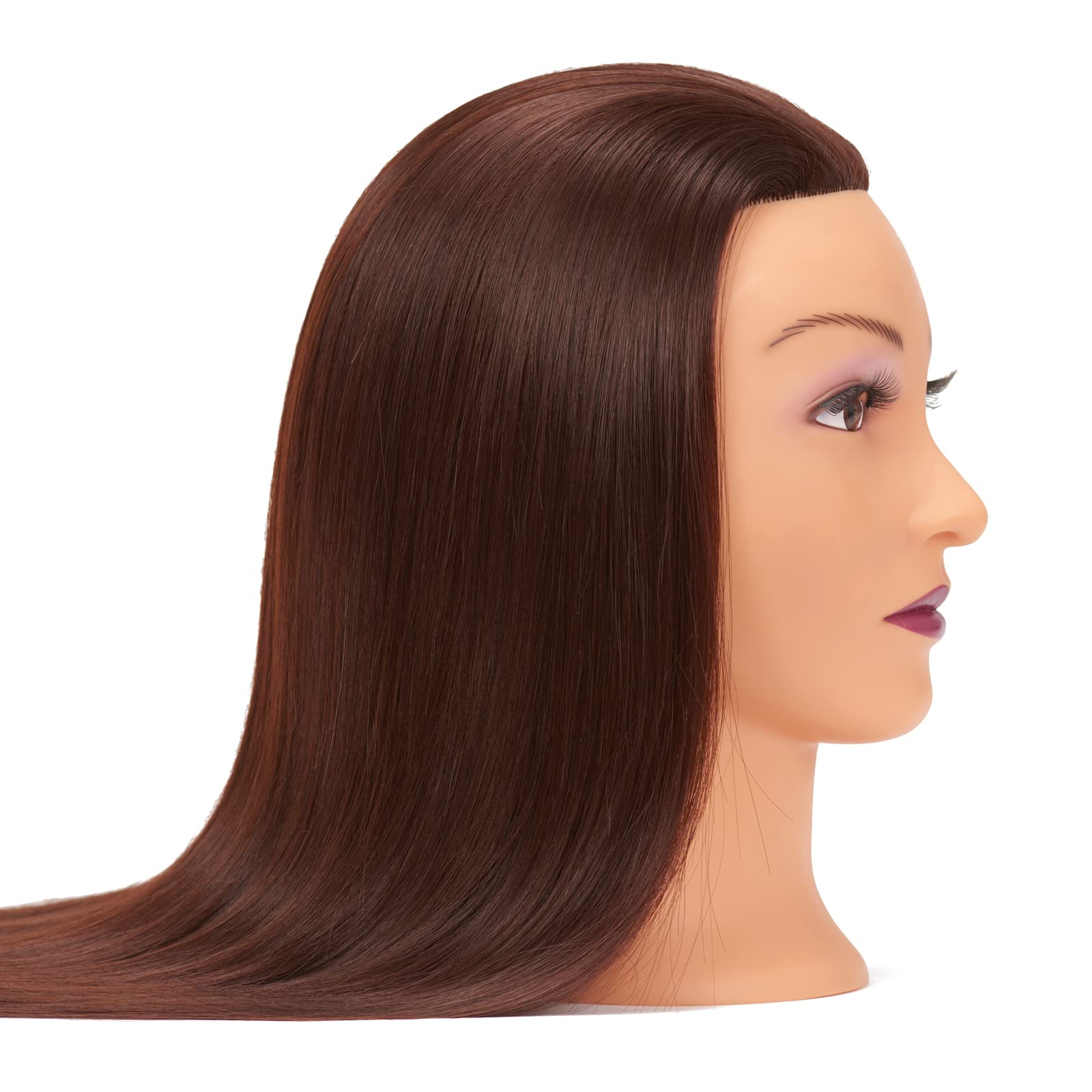 Mannequin Head 26''-28'' Synthetic Fiber Training Head Braiding Head Hair Styling Manikin Cosmetology Doll Head Hairdresser Trai