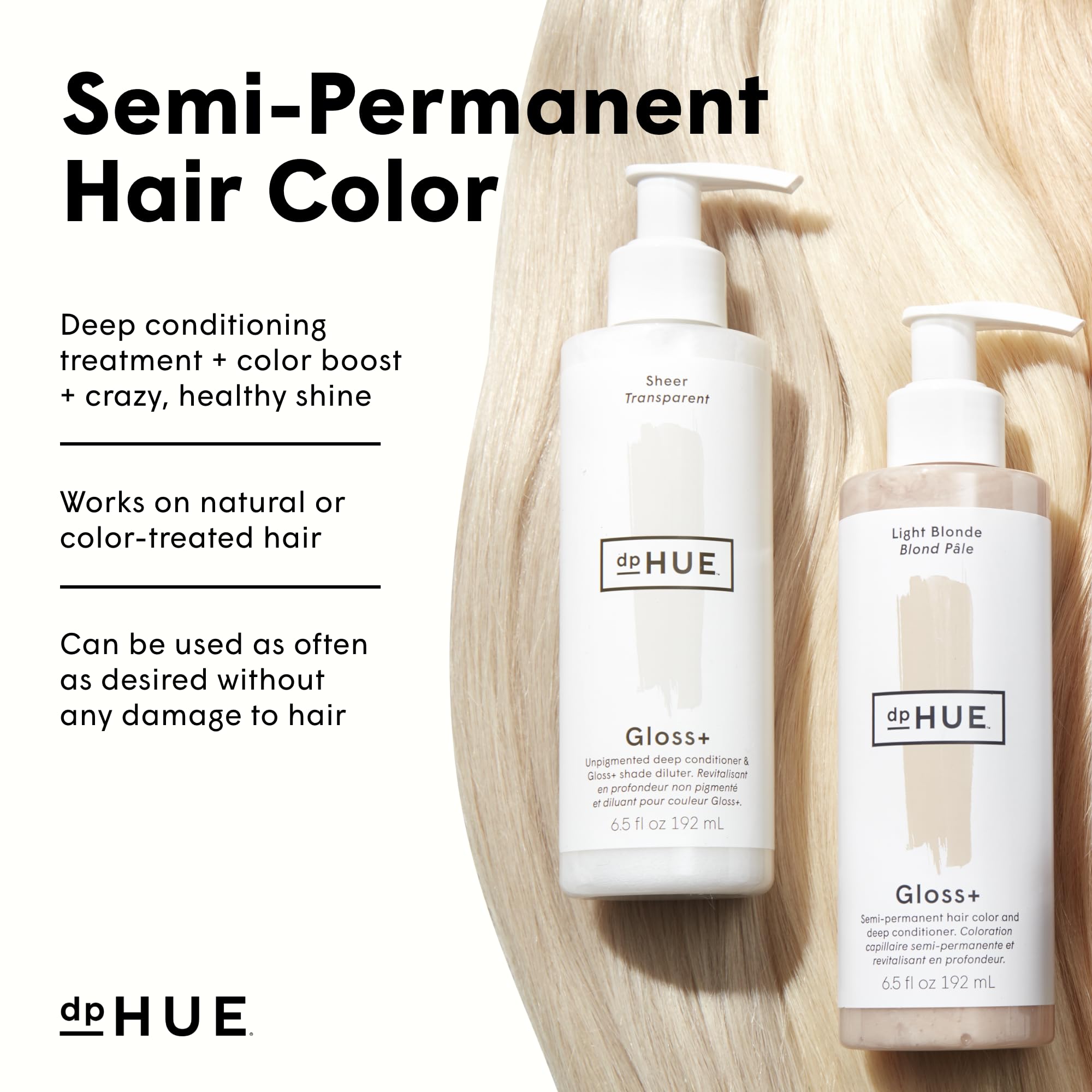 dpHUE Gloss+, Dark Blonde - 6.5 oz - Semi-Permanent Hair Color & Conditioner - Paraben, SLS & SLES Sulfate Free - Vegan, Leaping