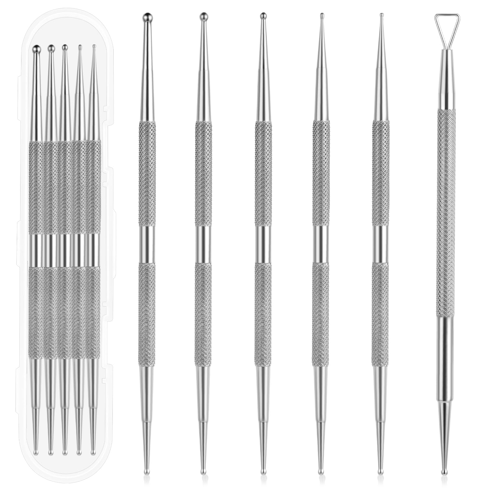 Nail Art Dotting Tools, 6 Pcs Professional Ball End Nail Art Tools Nail Art Brushes Nail Design Tools Stailess Steel Dotting Pen