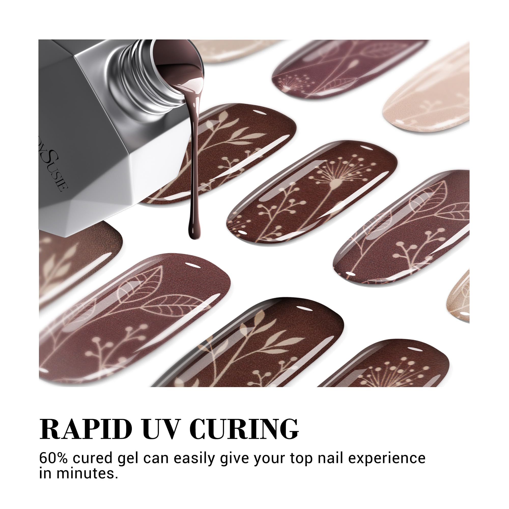 Melodysusie Semi Cured Gel Nail Strips (Autumn Leaves)- Works With Nail Lamp, Salon-Quality, Long Lasting, Easy To Apply & Remov