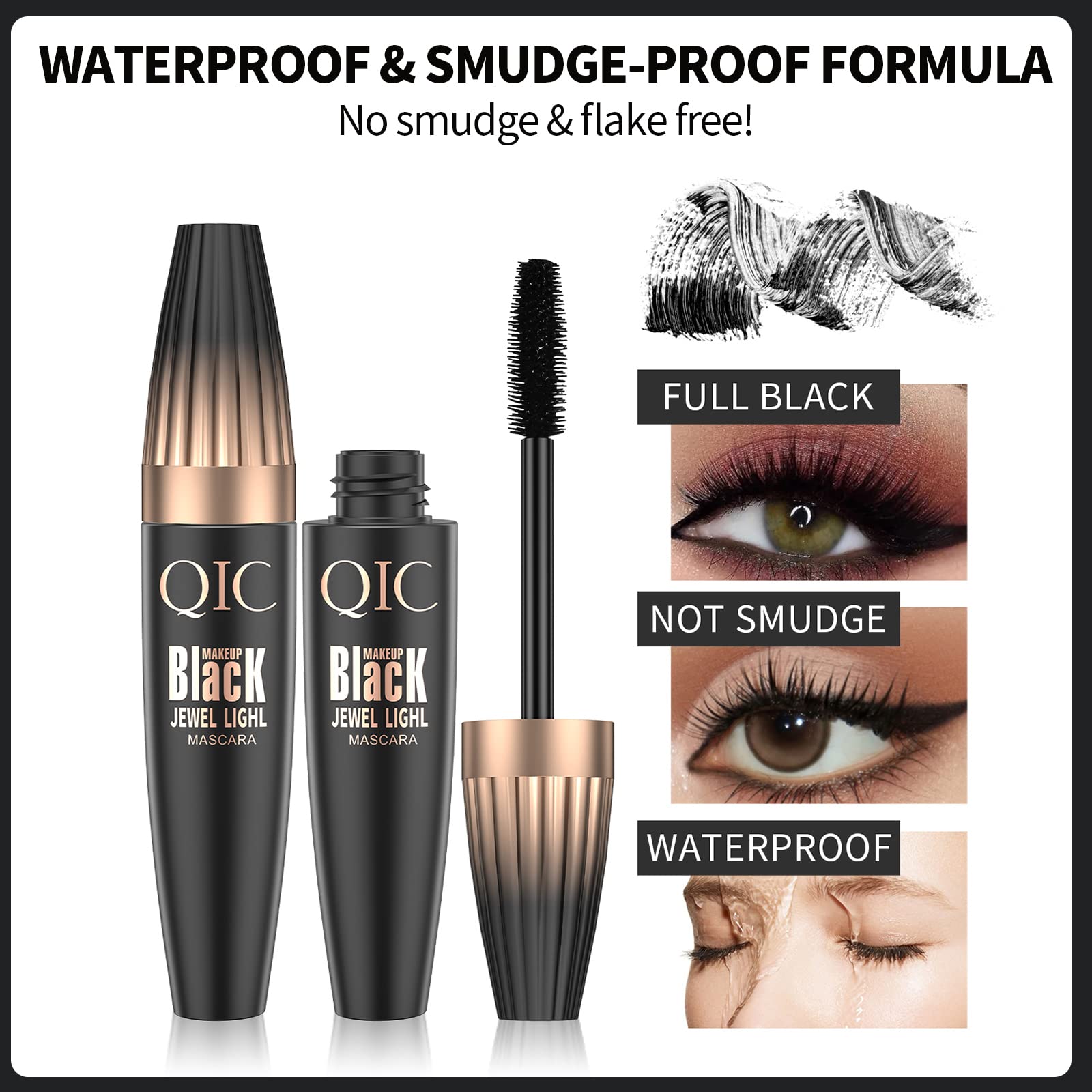 4D Silk Fiber Lash Mascara Waterproof Long Lasting Lengthening Mascara Black Volume And Length Natural Mascara Smudge Proof Masc