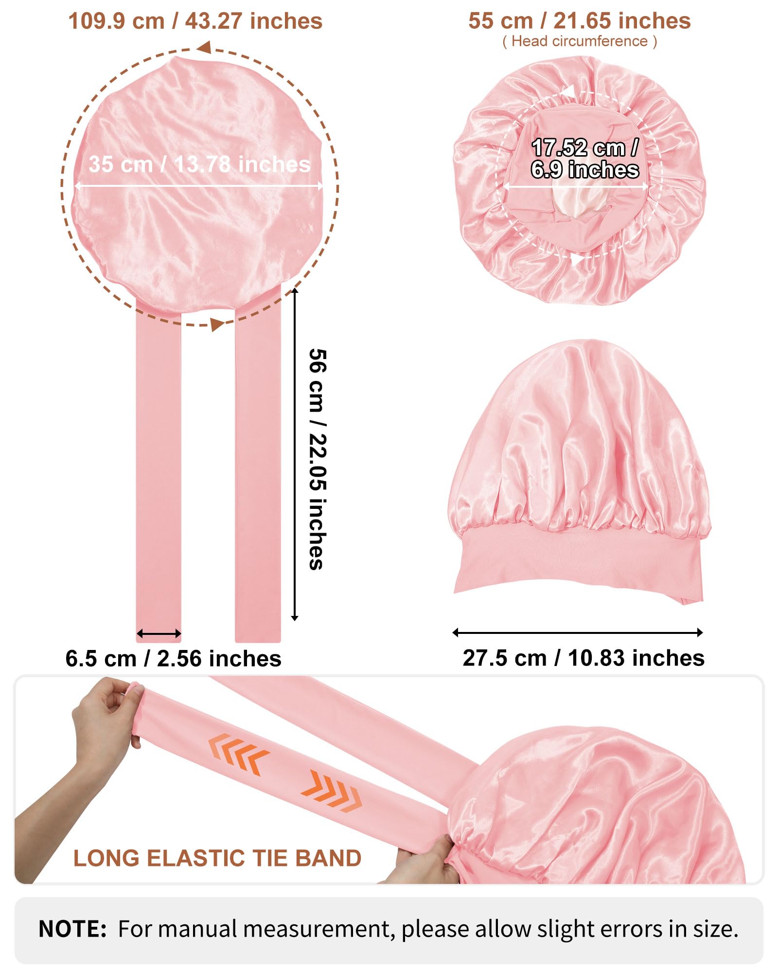 Satin Bonnet Silk Bonnet For Sleeping Women Hair Bonnet For Curly Hair Sleeping Cap Reversible Double Layer Sleep Bonnet With Ti