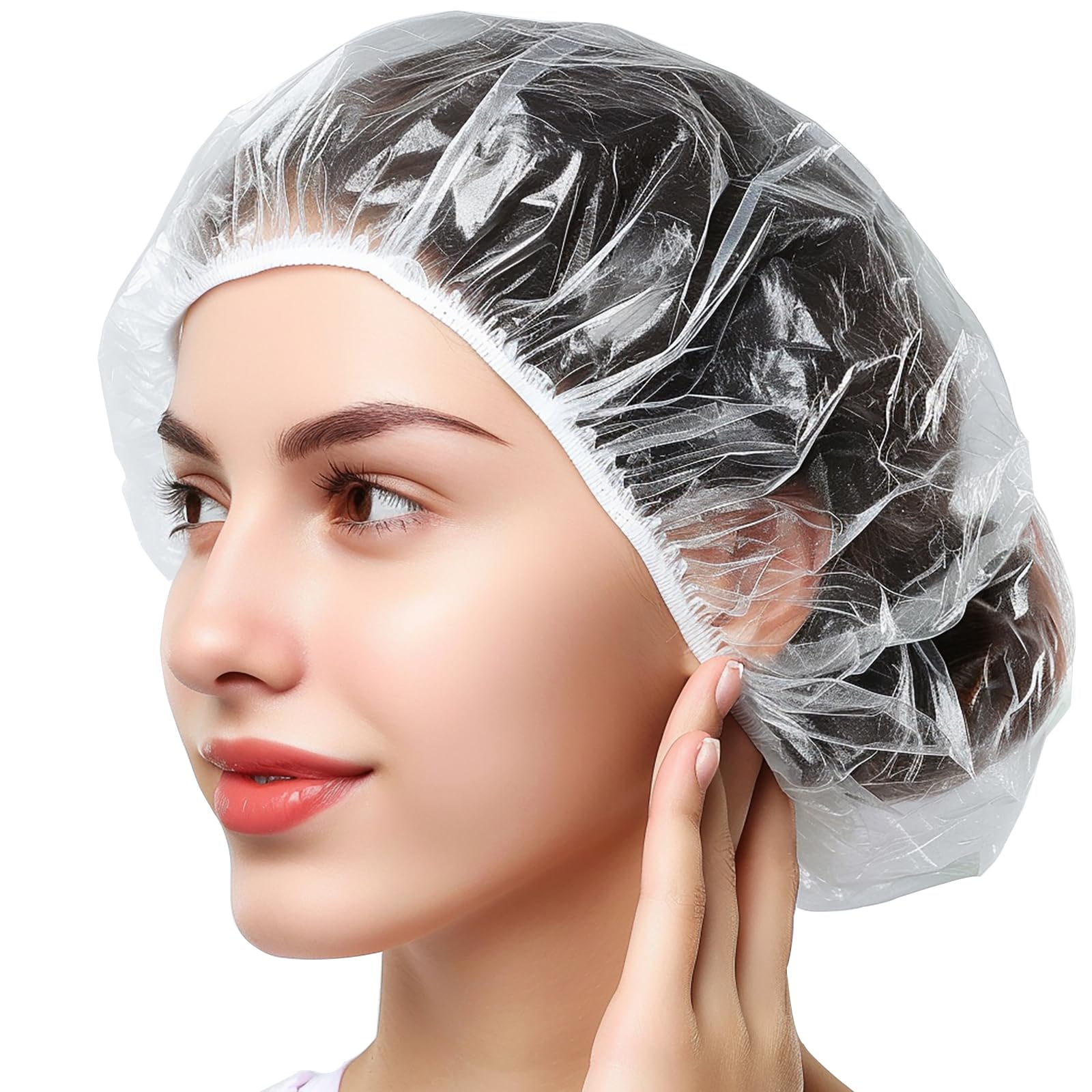 Disposable Shower Caps 100Pcs - 20.4 Inch Large Shower Cap For Women Waterproof Bath & Bathing Accessories - Home & Travel Essen