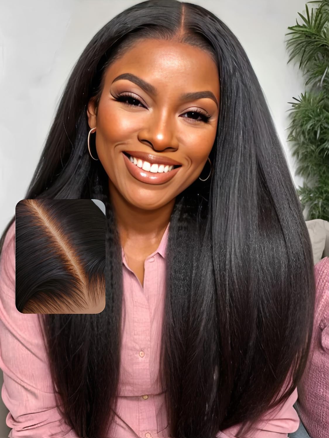 Unice Pre Everything Glueless Wig With Ear Tab Tape Yaki Straight 13X4 Pre Cut Lace Front Wigs Human Hair Pre Bleached Invisible