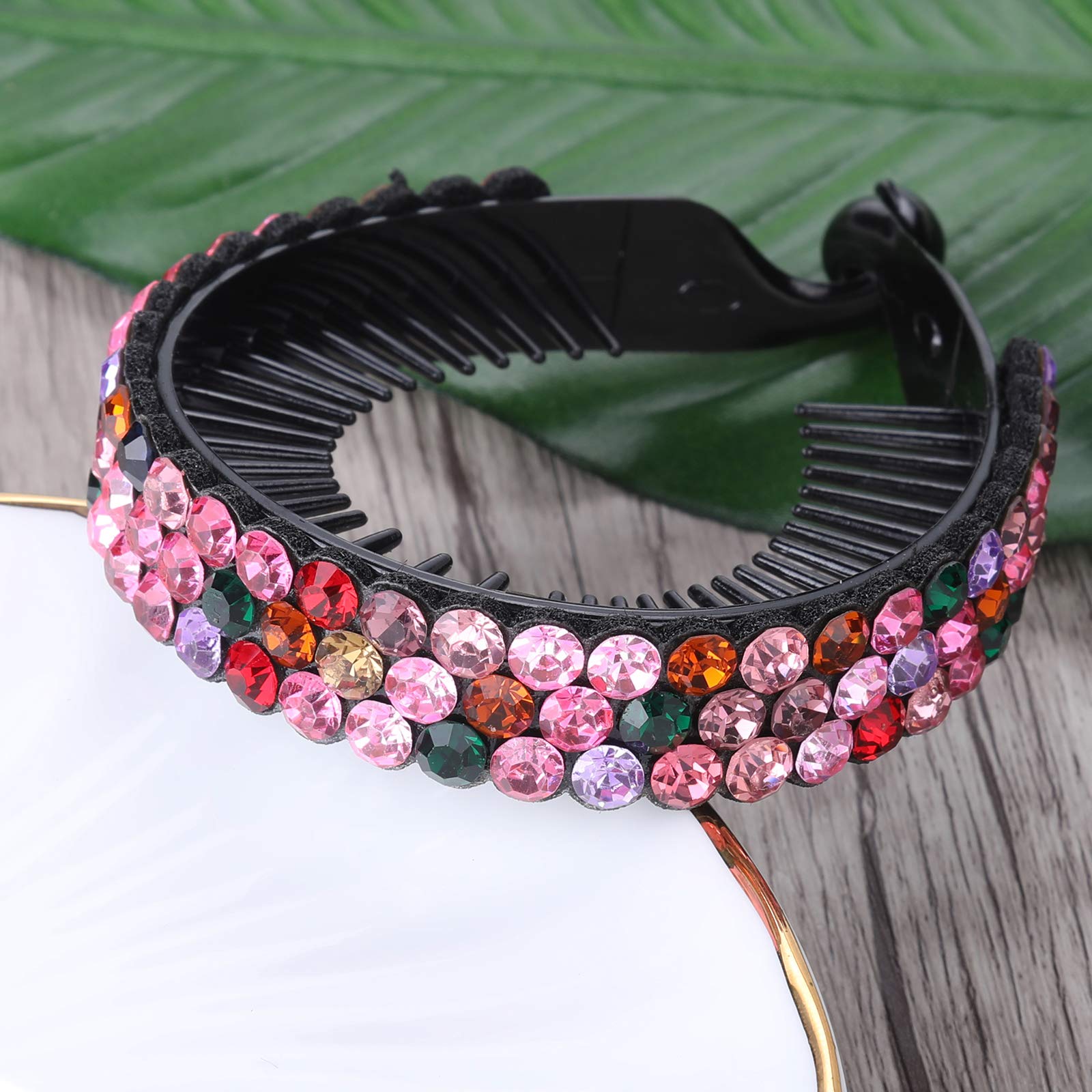 Rhinestone Hair Clip for Women - 5Pack Half-balloon Nest Expanding Hairpin Girls Hair Claws Hair Bun Holders Accessories (mixed