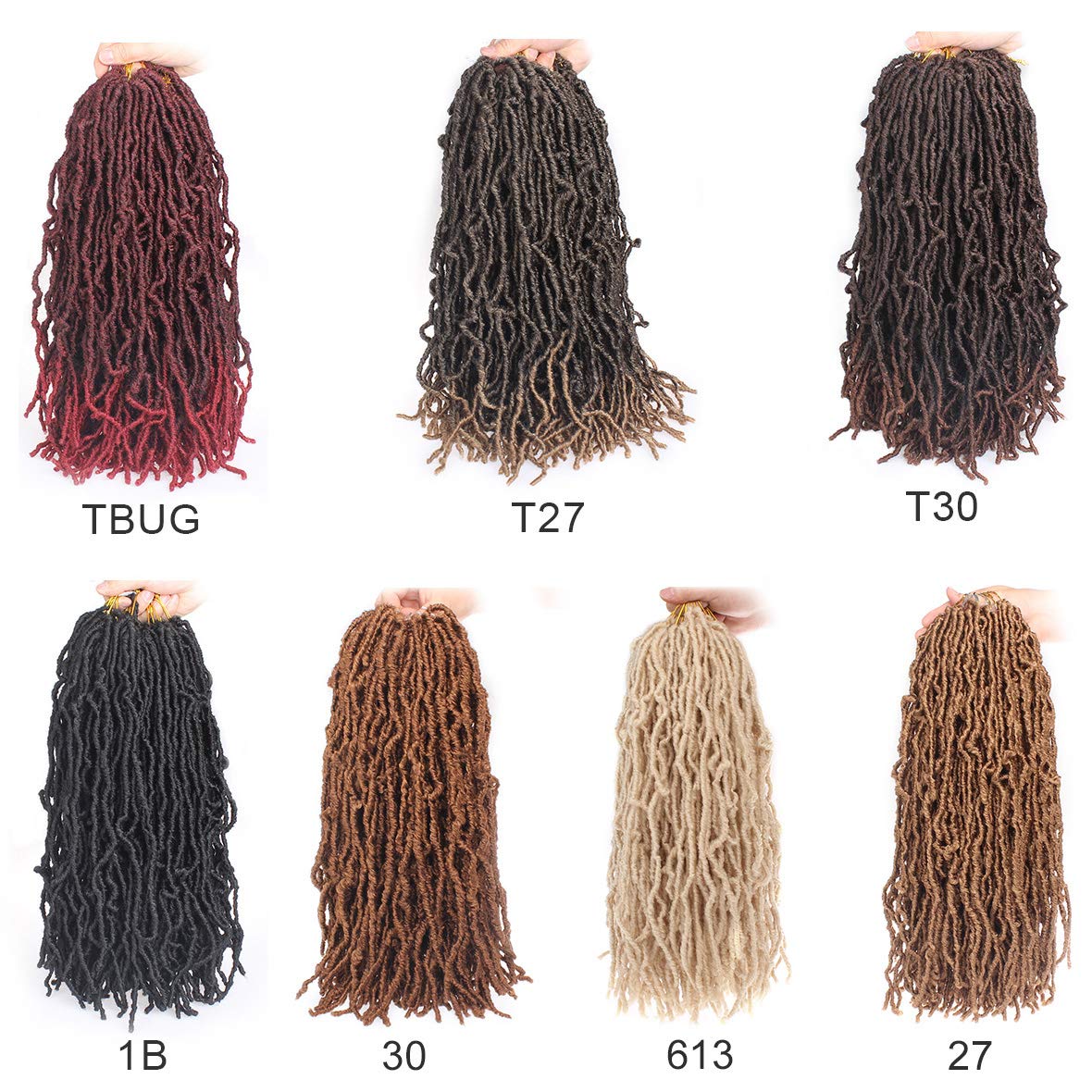 Xtrend 7 Packs Black New Faux Locks Crochet Braids Hair 18 Inch Synthetic Soft Dreads Braiding Hair 18Strands Fashion Faux Locks